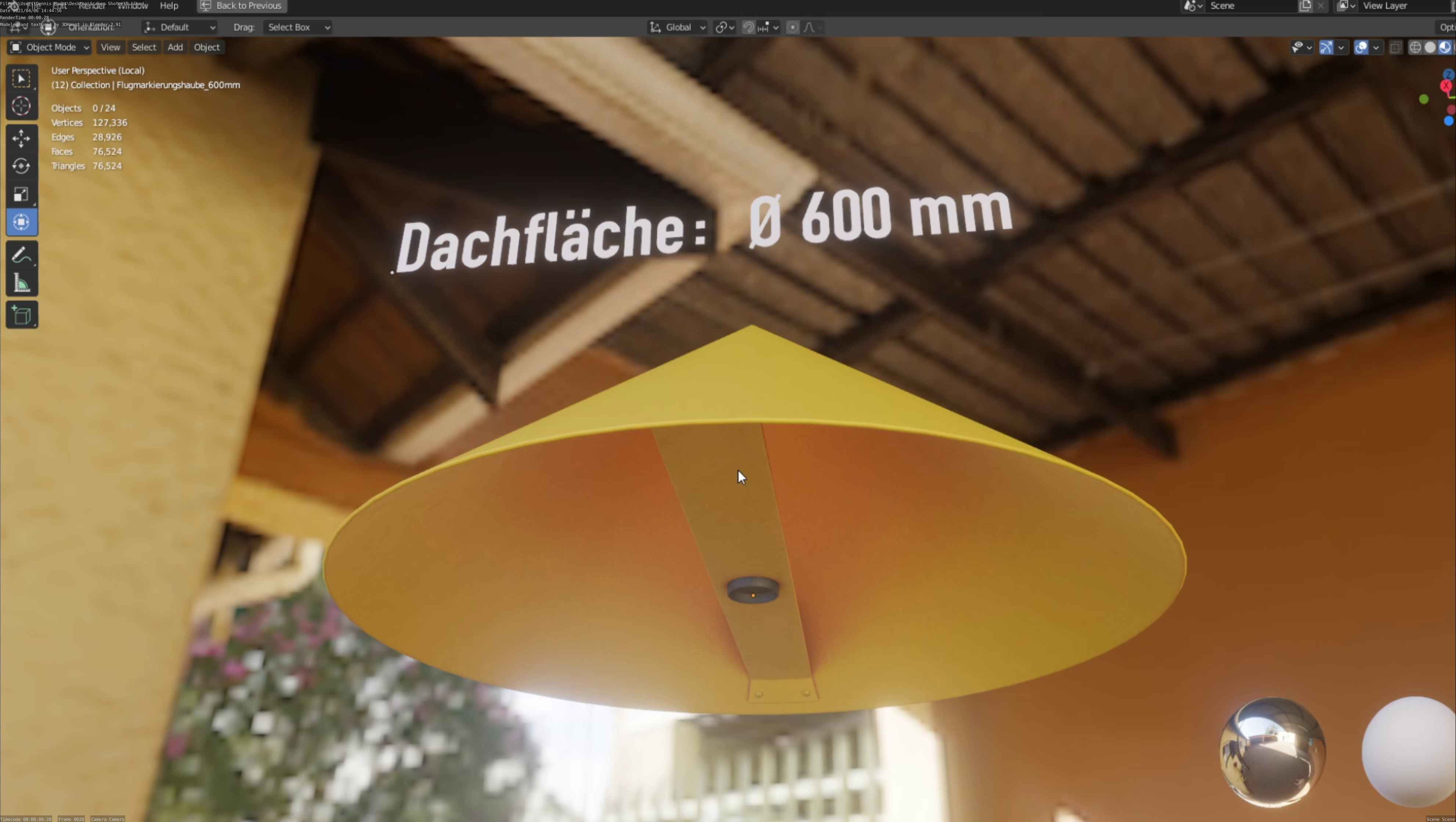 Flugmarkierungshaube 600mm Low-poly 3D model_119