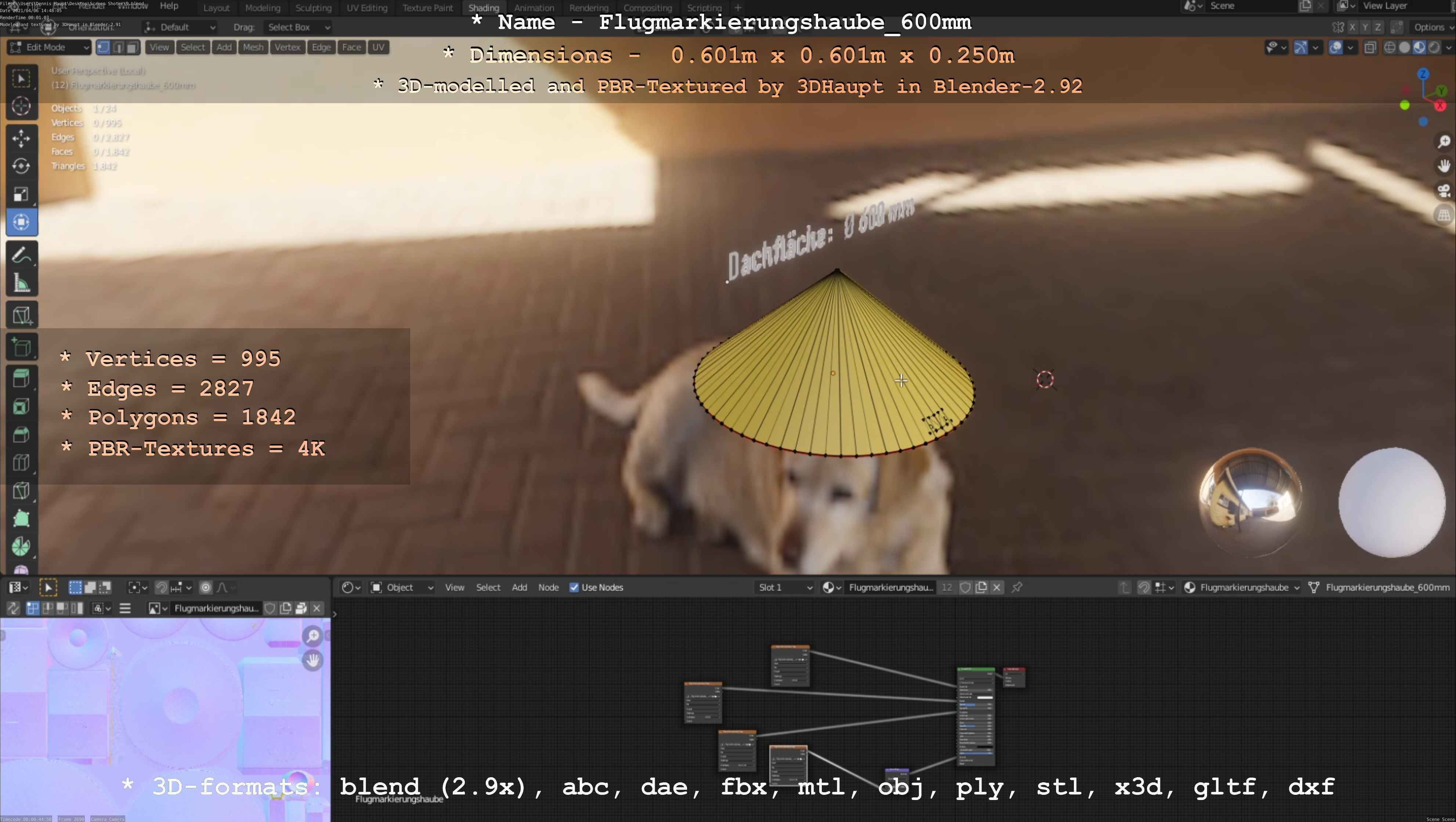 Flugmarkierungshaube 600mm Low-poly 3D model_102