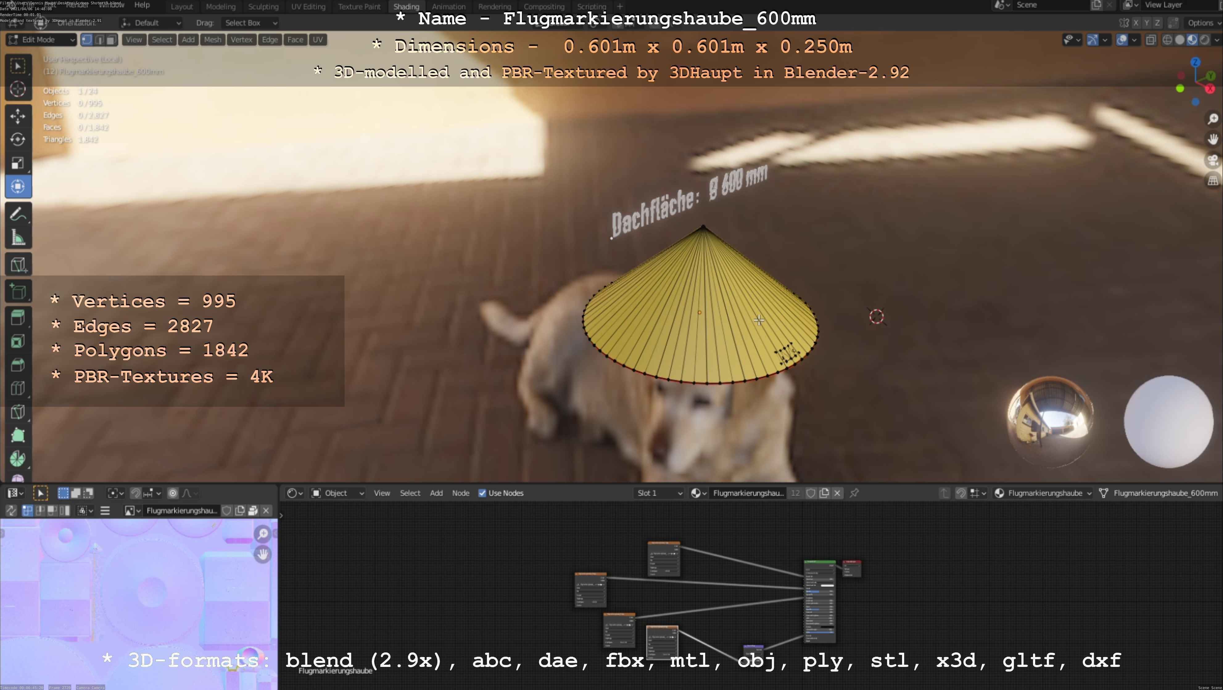 Flugmarkierungshaube 600mm Low-poly 3D model_105