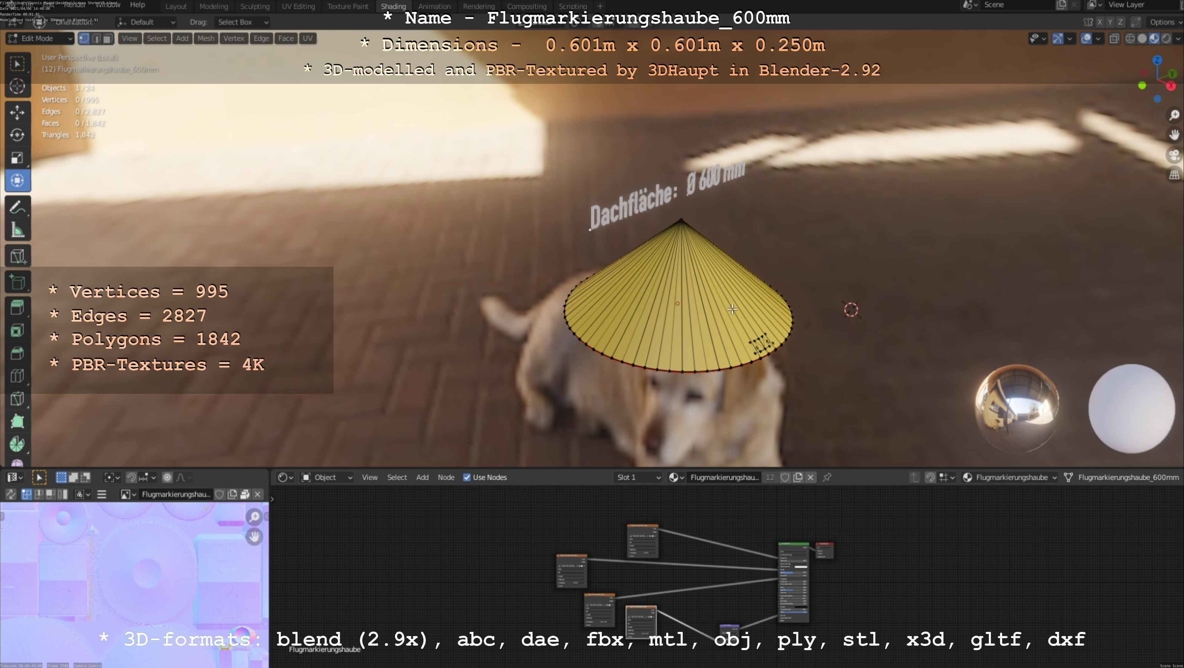 Flugmarkierungshaube 600mm Low-poly 3D model_103