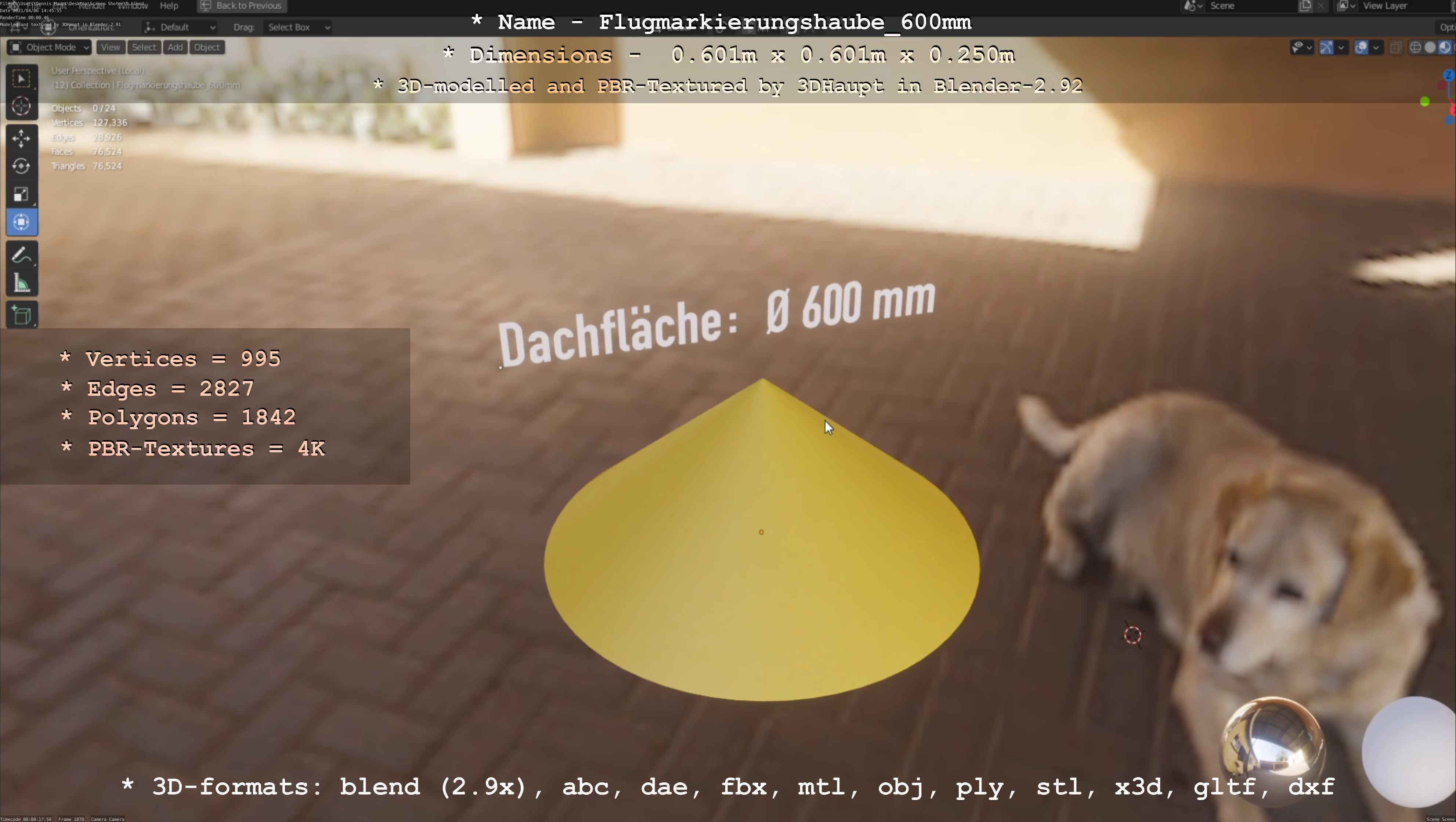 Flugmarkierungshaube 600mm Low-poly 3D model_74