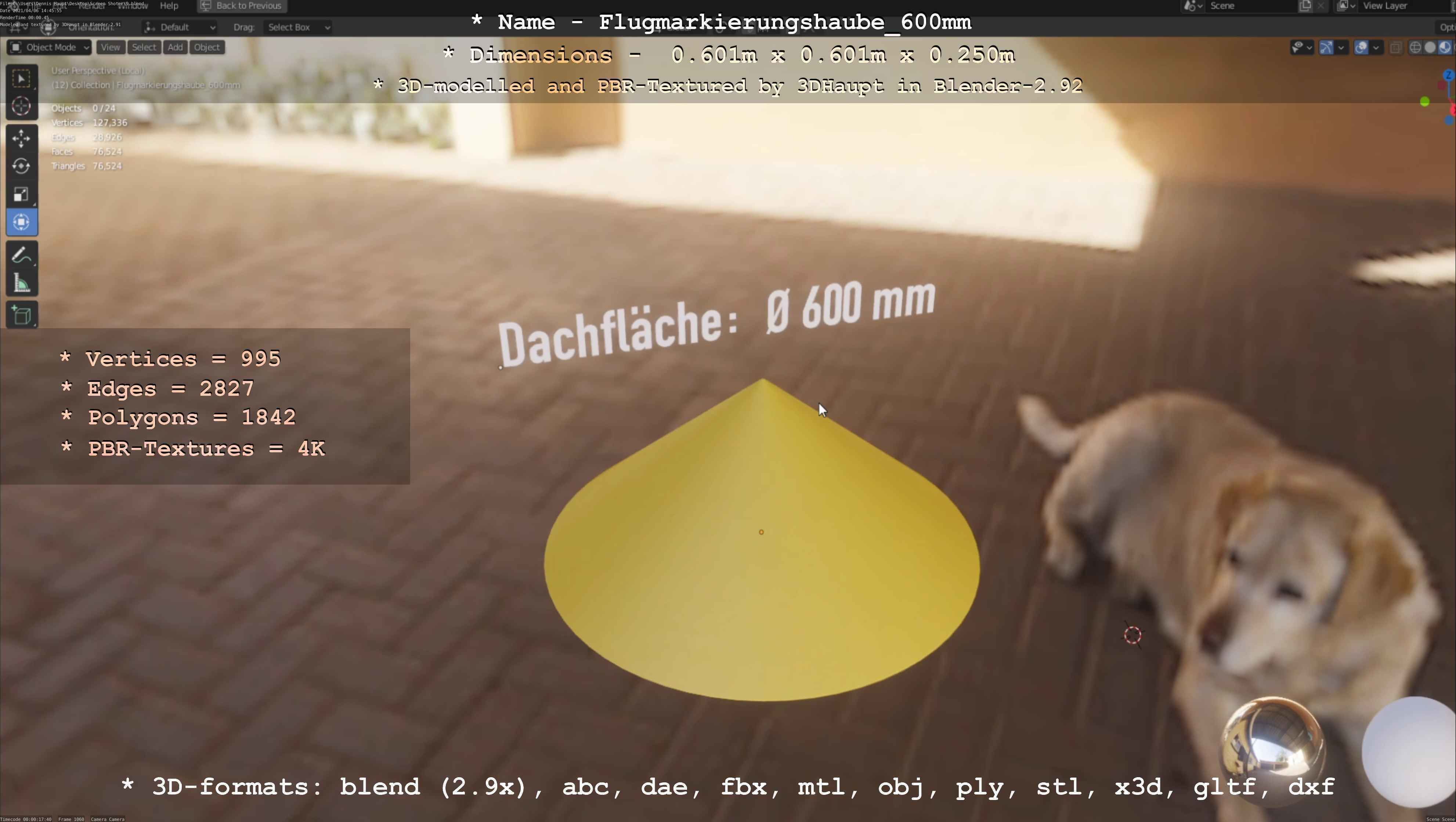 Flugmarkierungshaube 600mm Low-poly 3D model_73