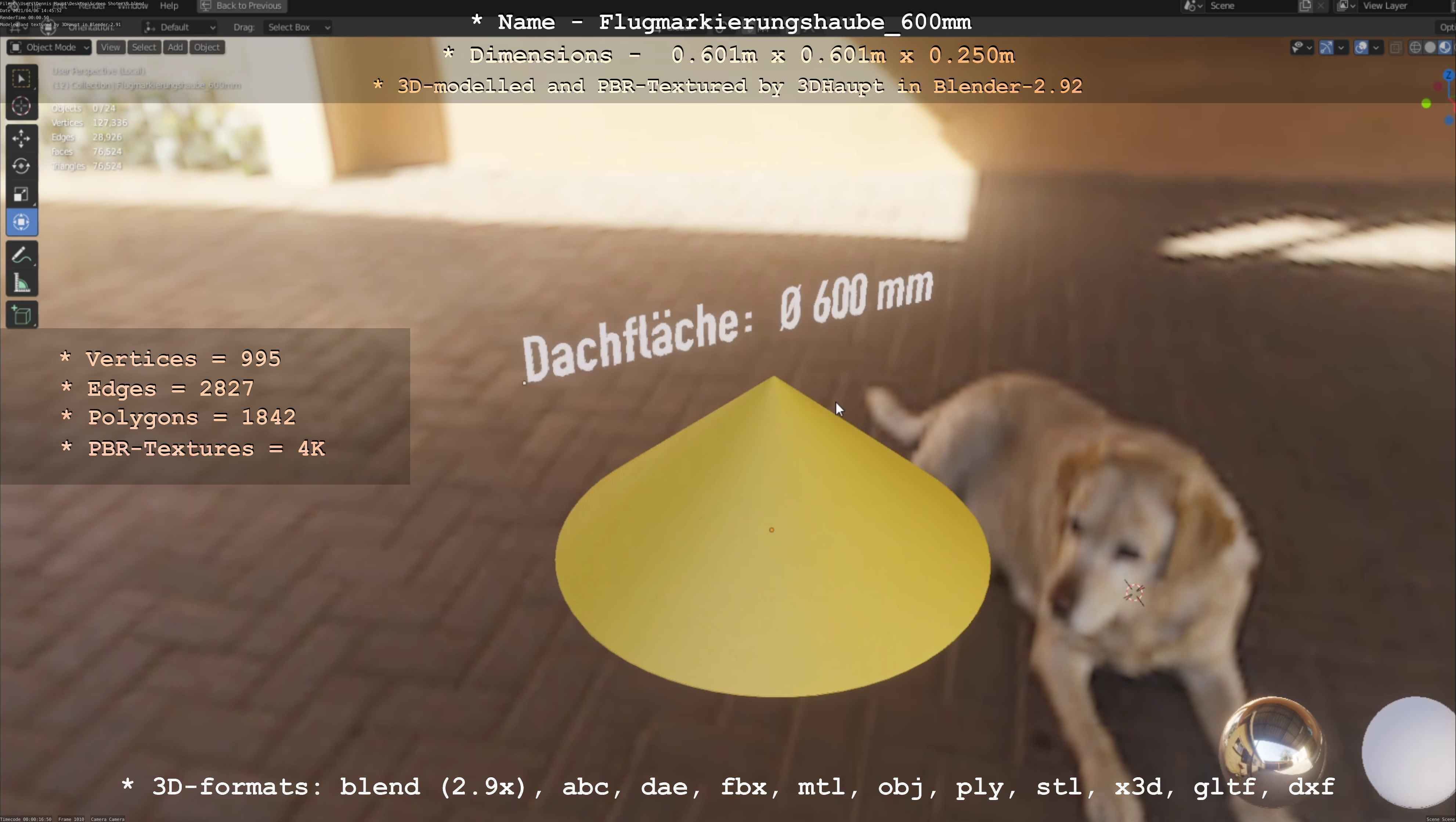 Flugmarkierungshaube 600mm Low-poly 3D model_68