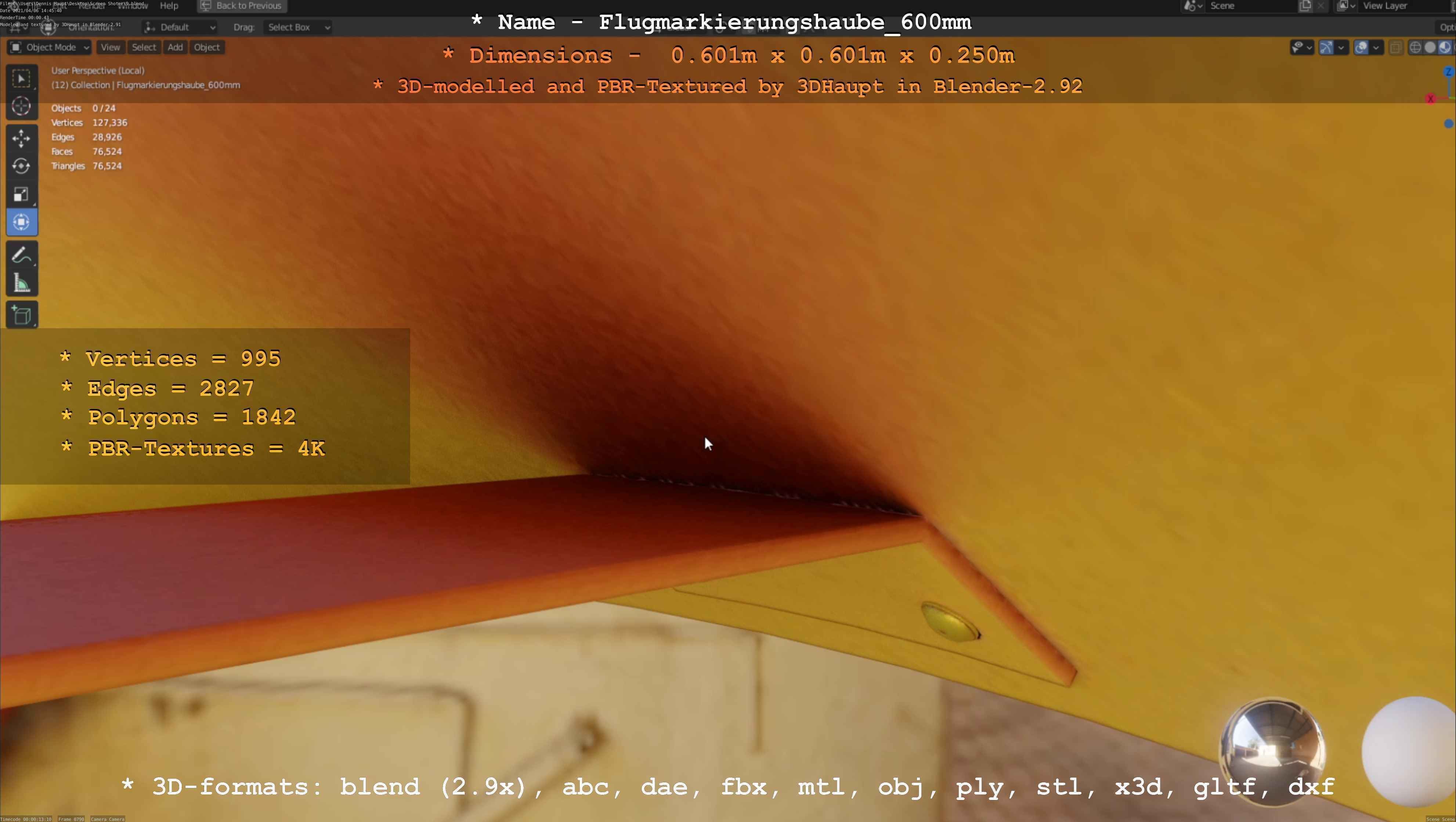 Flugmarkierungshaube 600mm Low-poly 3D model_57