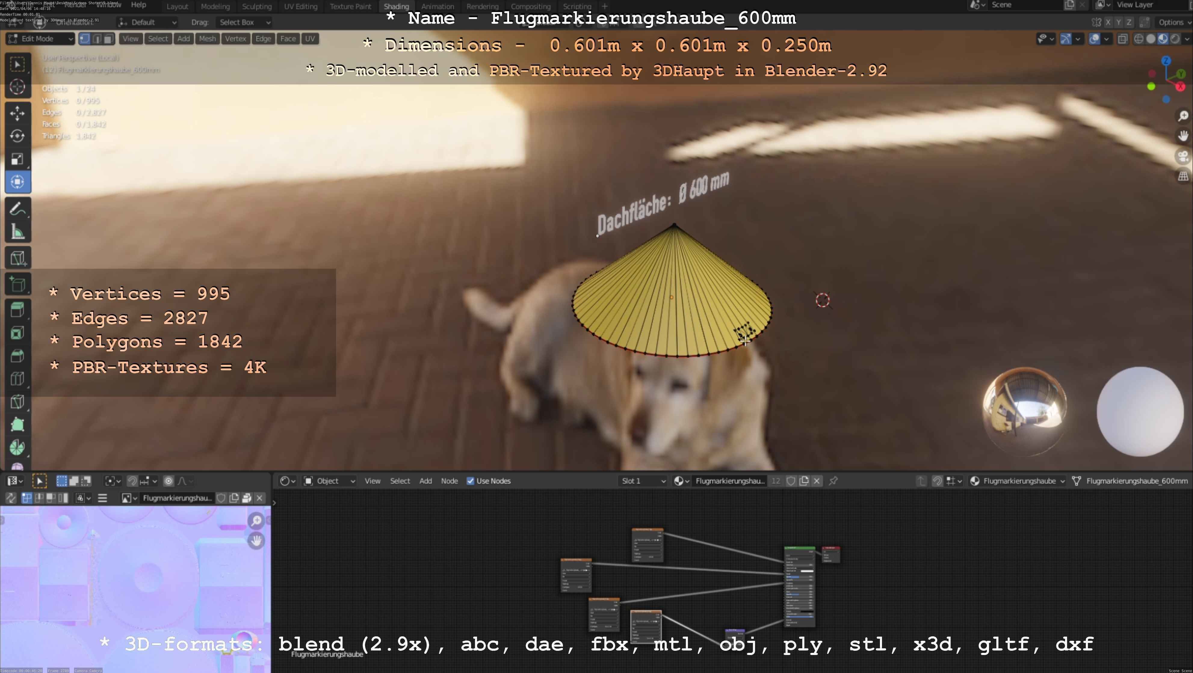 Flugmarkierungshaube 600mm Low-poly 3D model_111