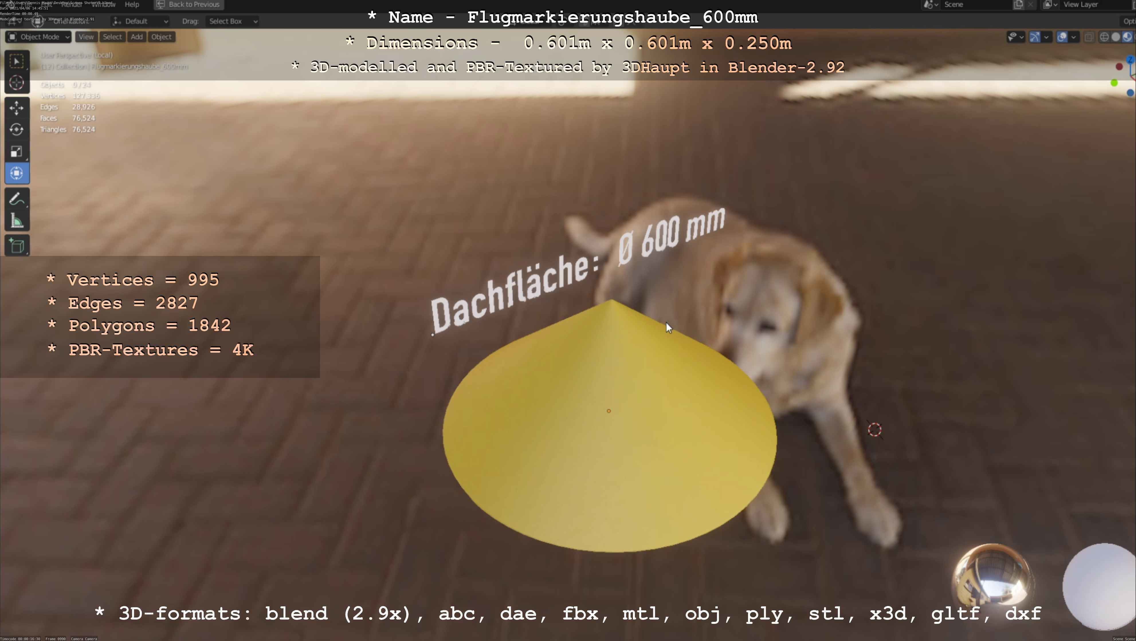 Flugmarkierungshaube 600mm Low-poly 3D model_65