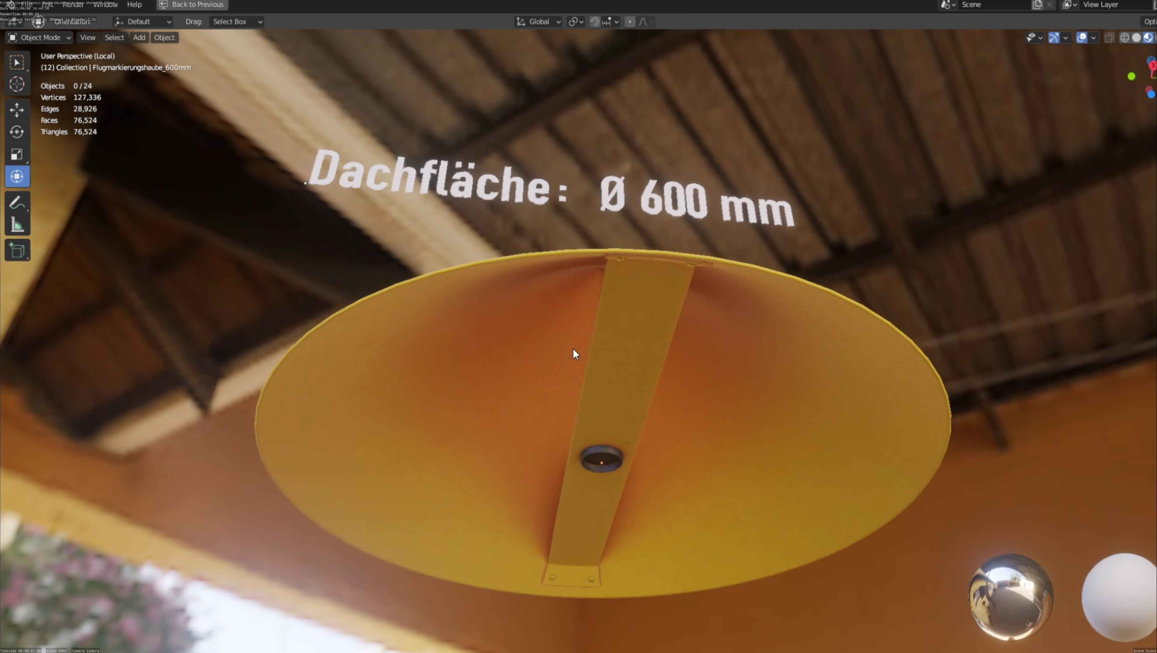 Flugmarkierungshaube 600mm Low-poly 3D model_124