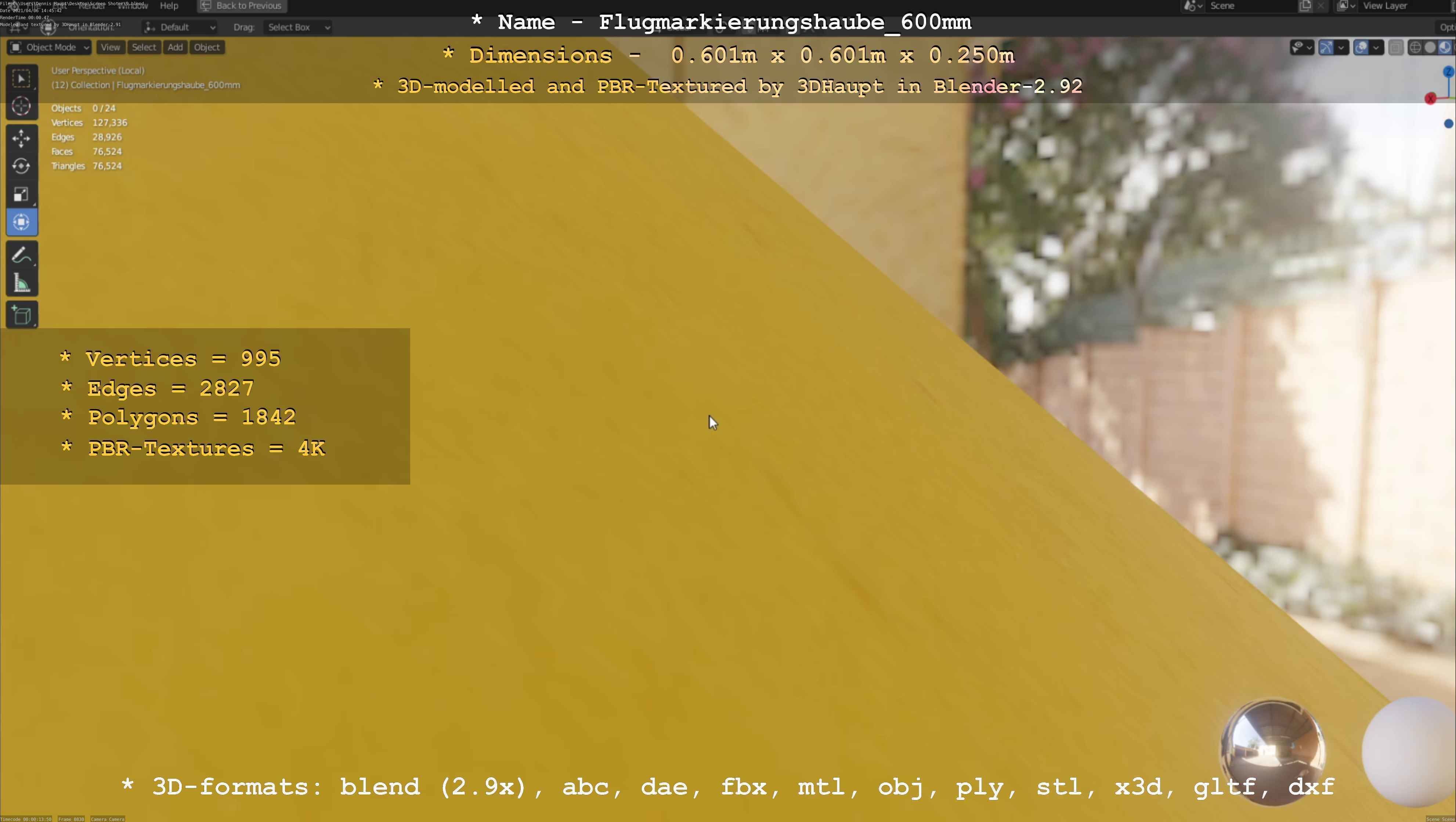 Flugmarkierungshaube 600mm Low-poly 3D model_61