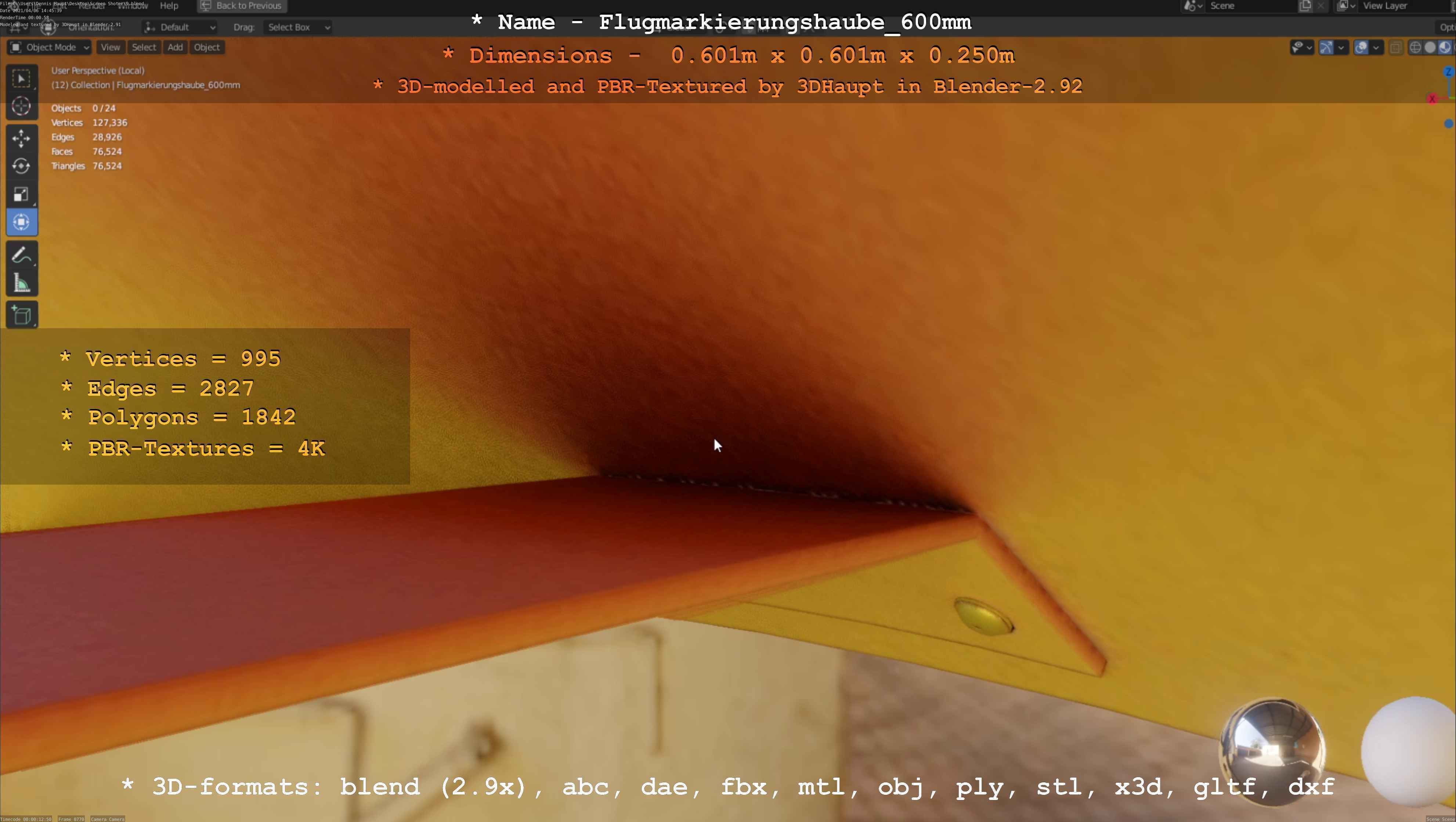 Flugmarkierungshaube 600mm Low-poly 3D model_54