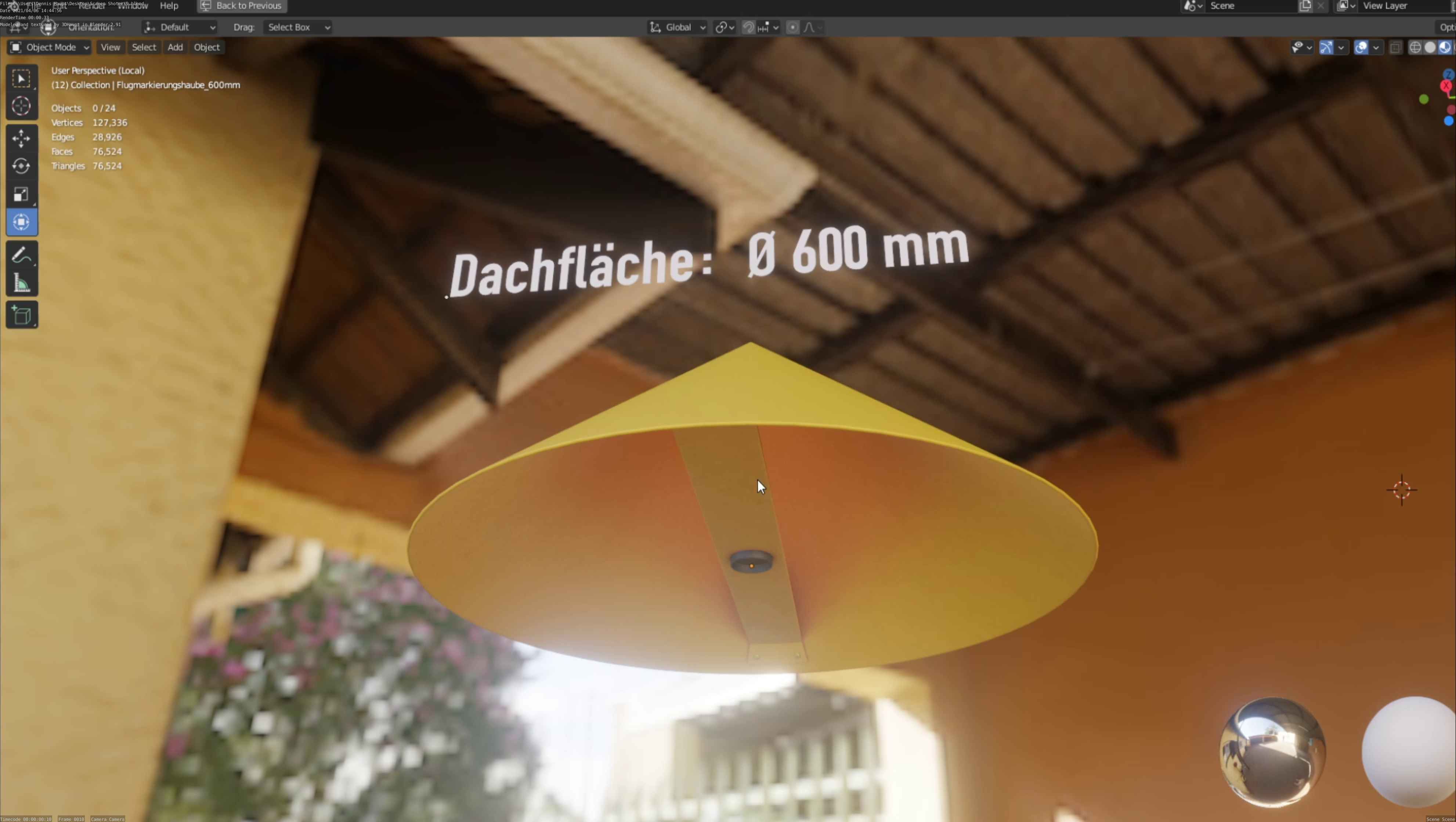 Flugmarkierungshaube 600mm Low-poly 3D model_20