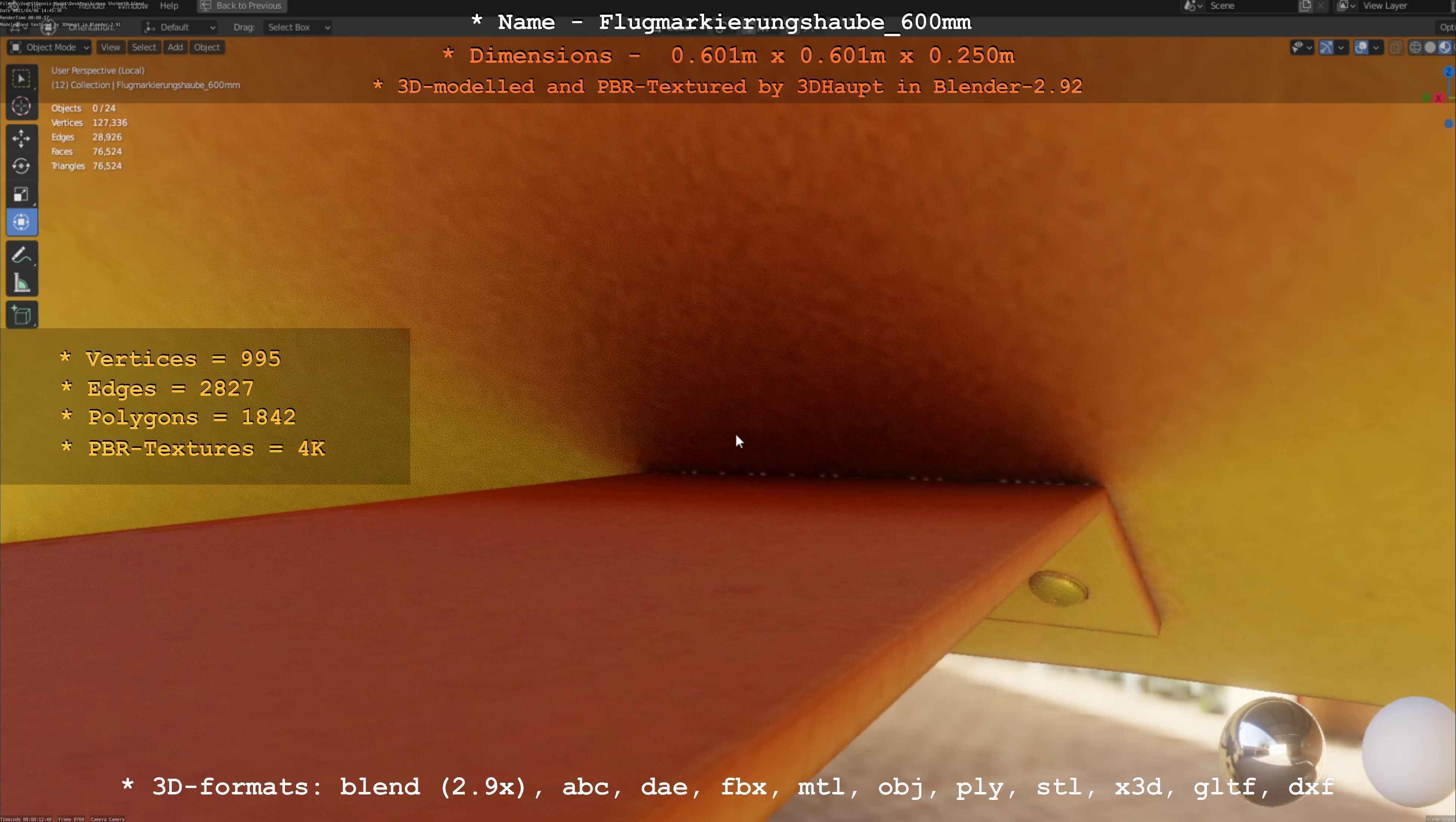Flugmarkierungshaube 600mm Low-poly 3D model_53