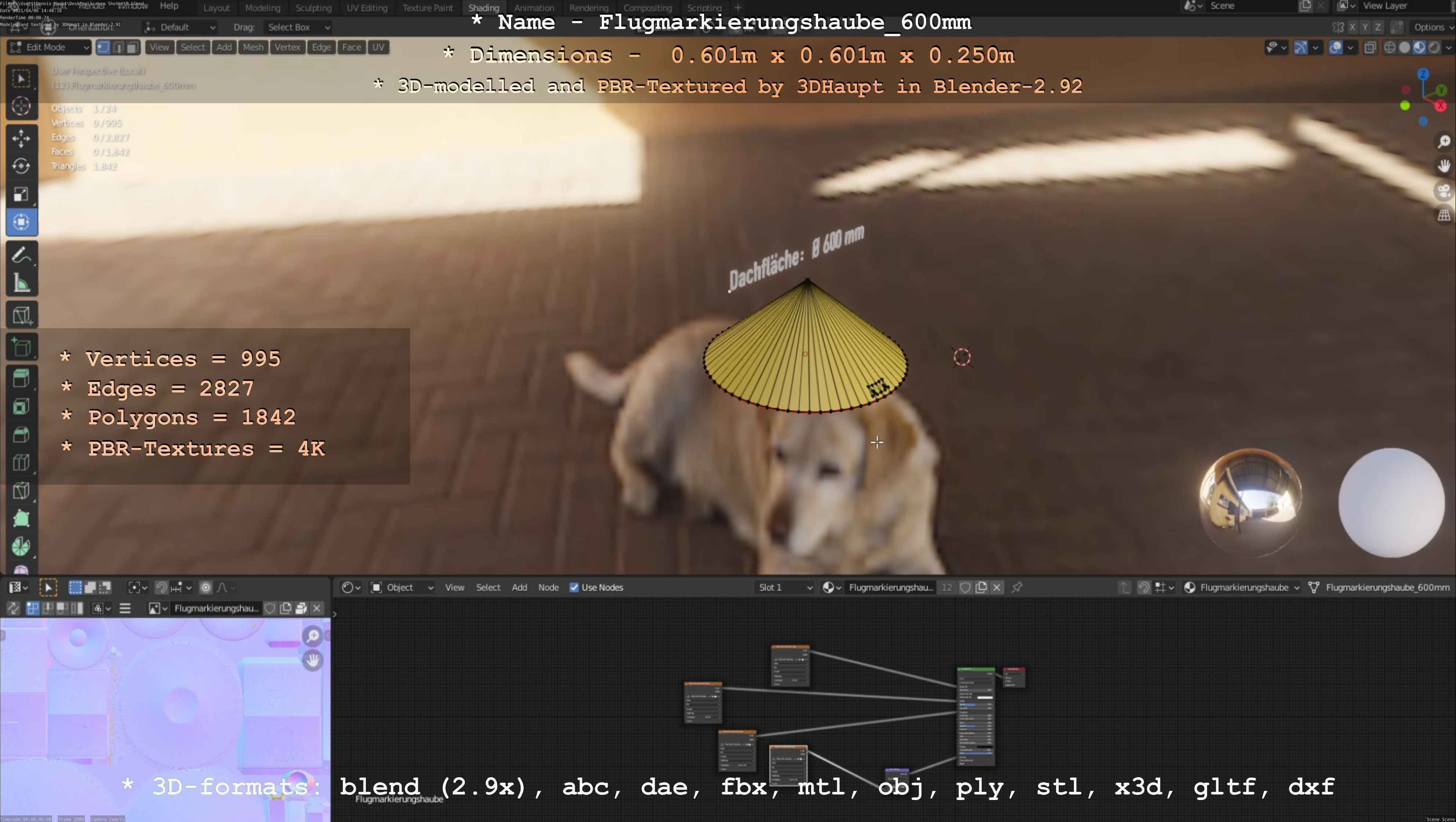Flugmarkierungshaube 600mm Low-poly 3D model_113