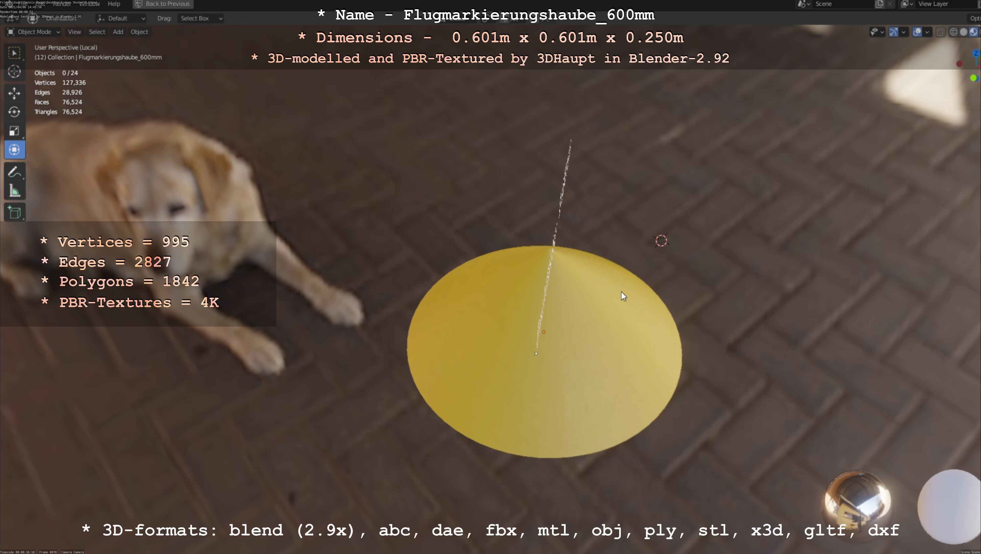 Flugmarkierungshaube 600mm Low-poly 3D model_63