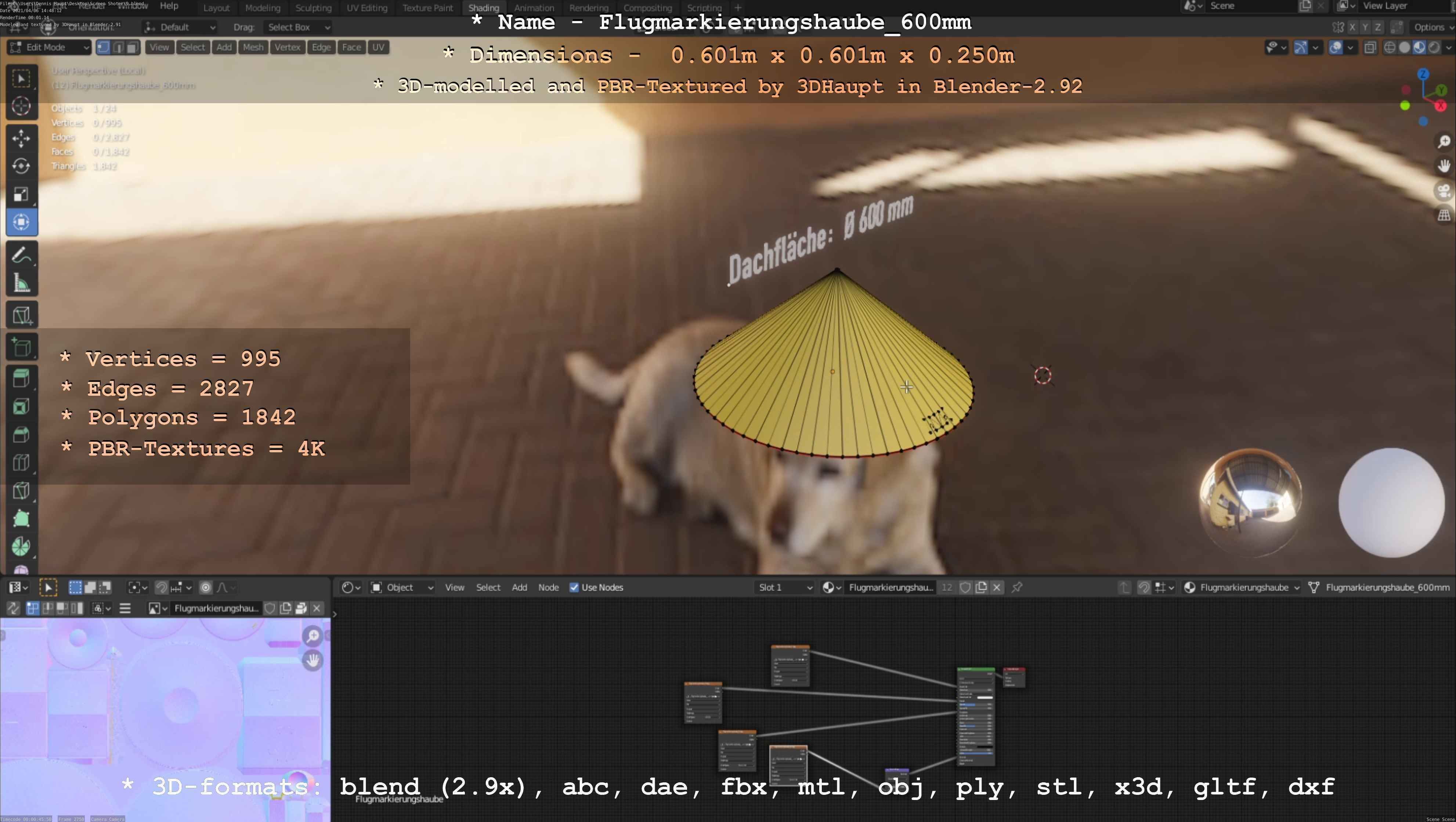 Flugmarkierungshaube 600mm Low-poly 3D model_107