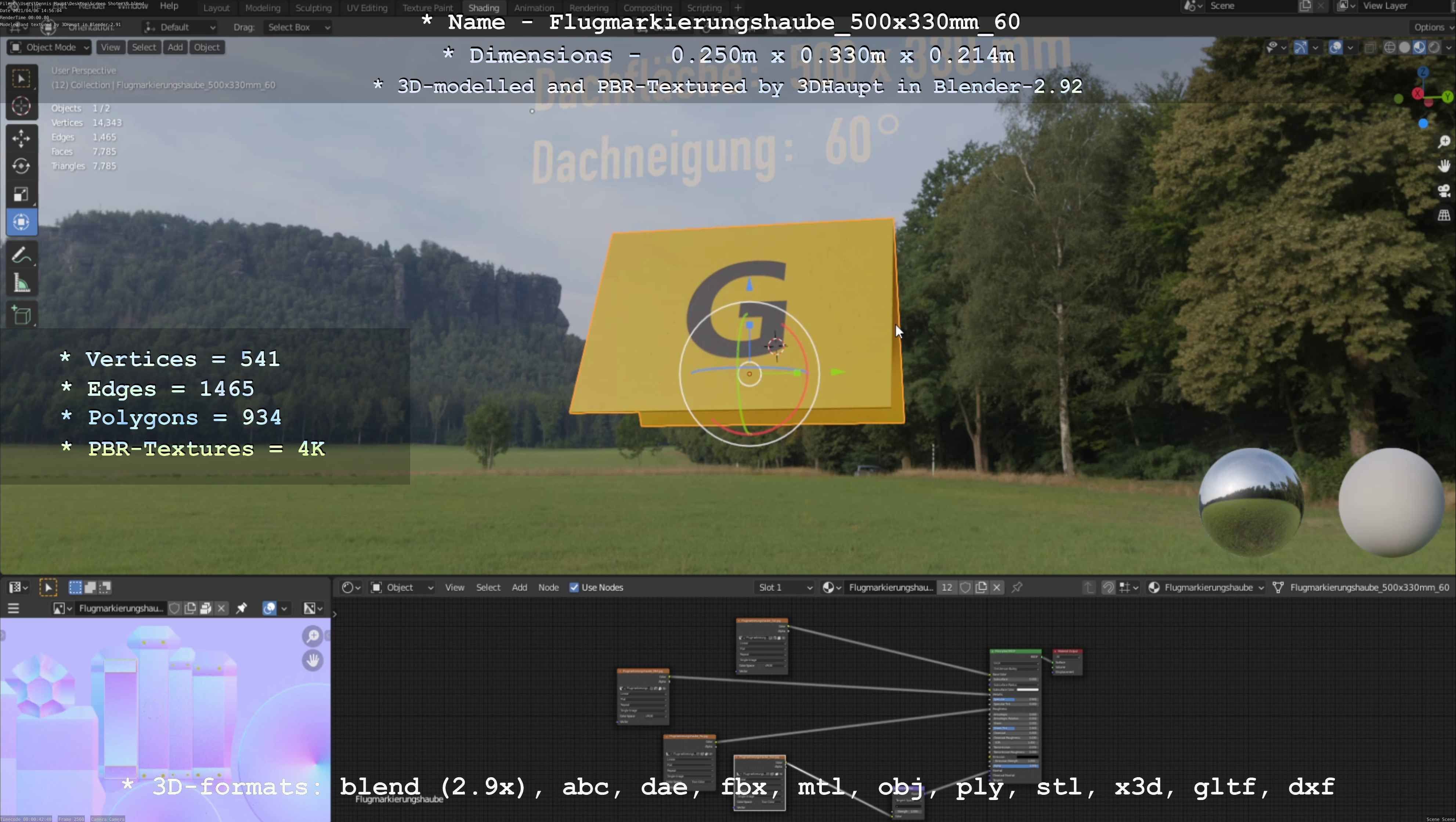Flugmarkierungshaube 500x330mm 60 Low-poly 3D model_47