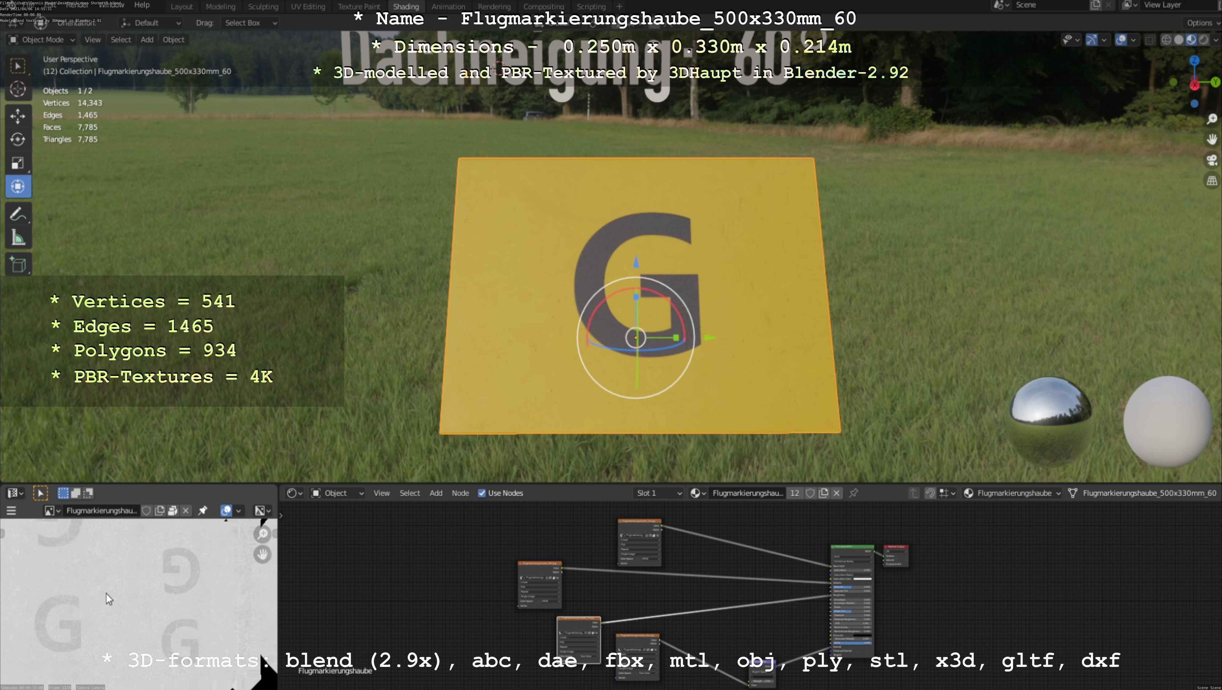 Flugmarkierungshaube 500x330mm 60 Low-poly 3D model_34