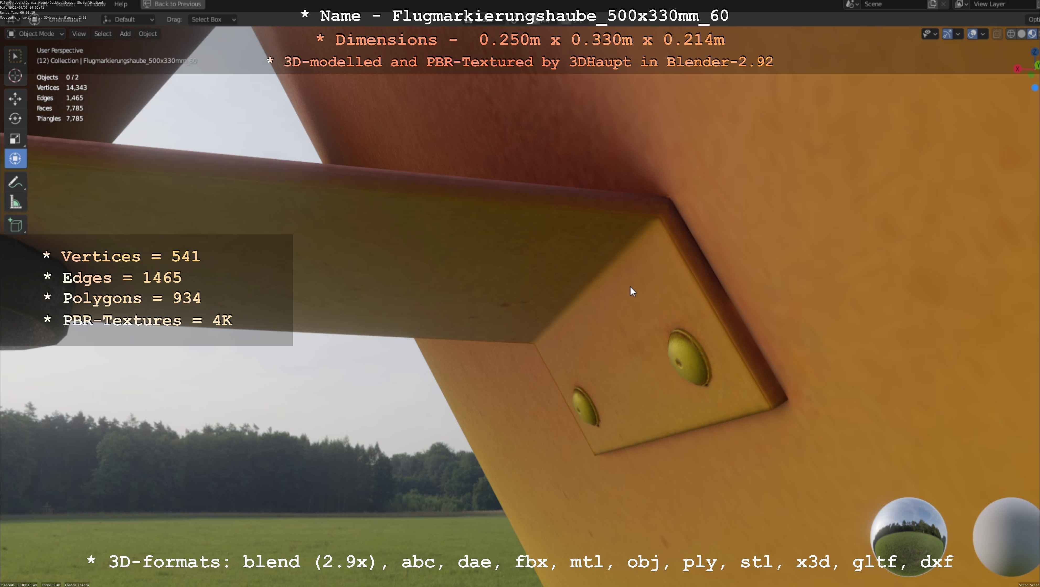 Flugmarkierungshaube 500x330mm 60 Low-poly 3D model_80