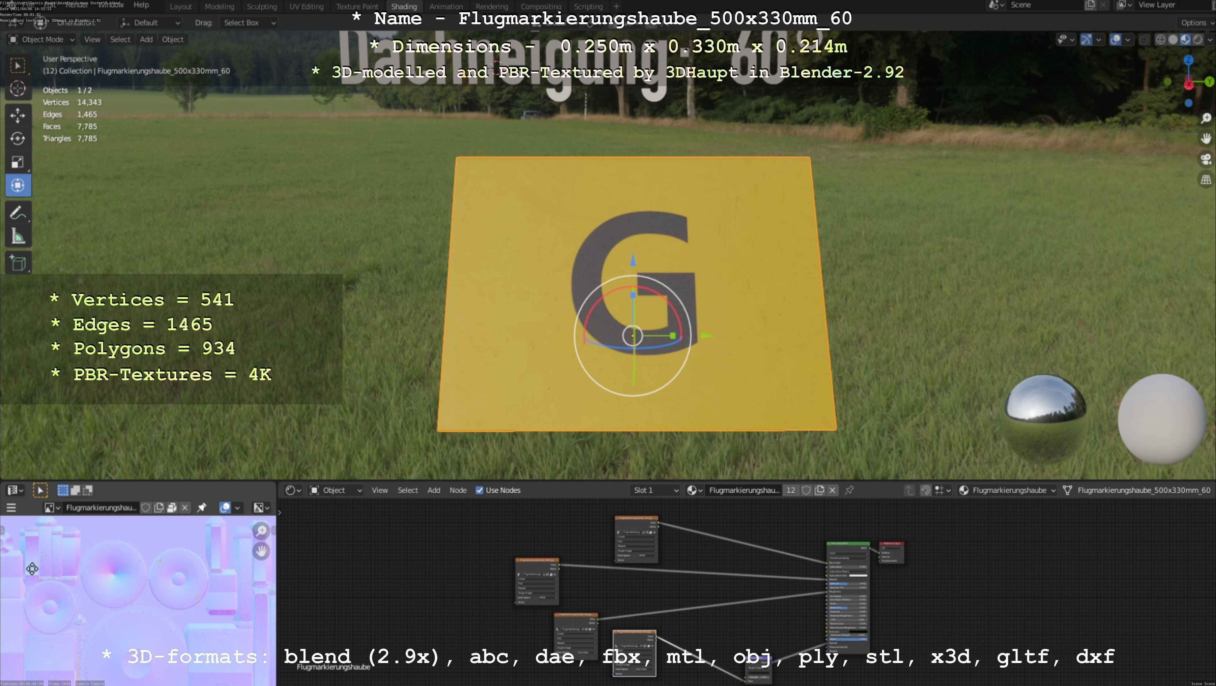 Flugmarkierungshaube 500x330mm 60 Low-poly 3D model_39