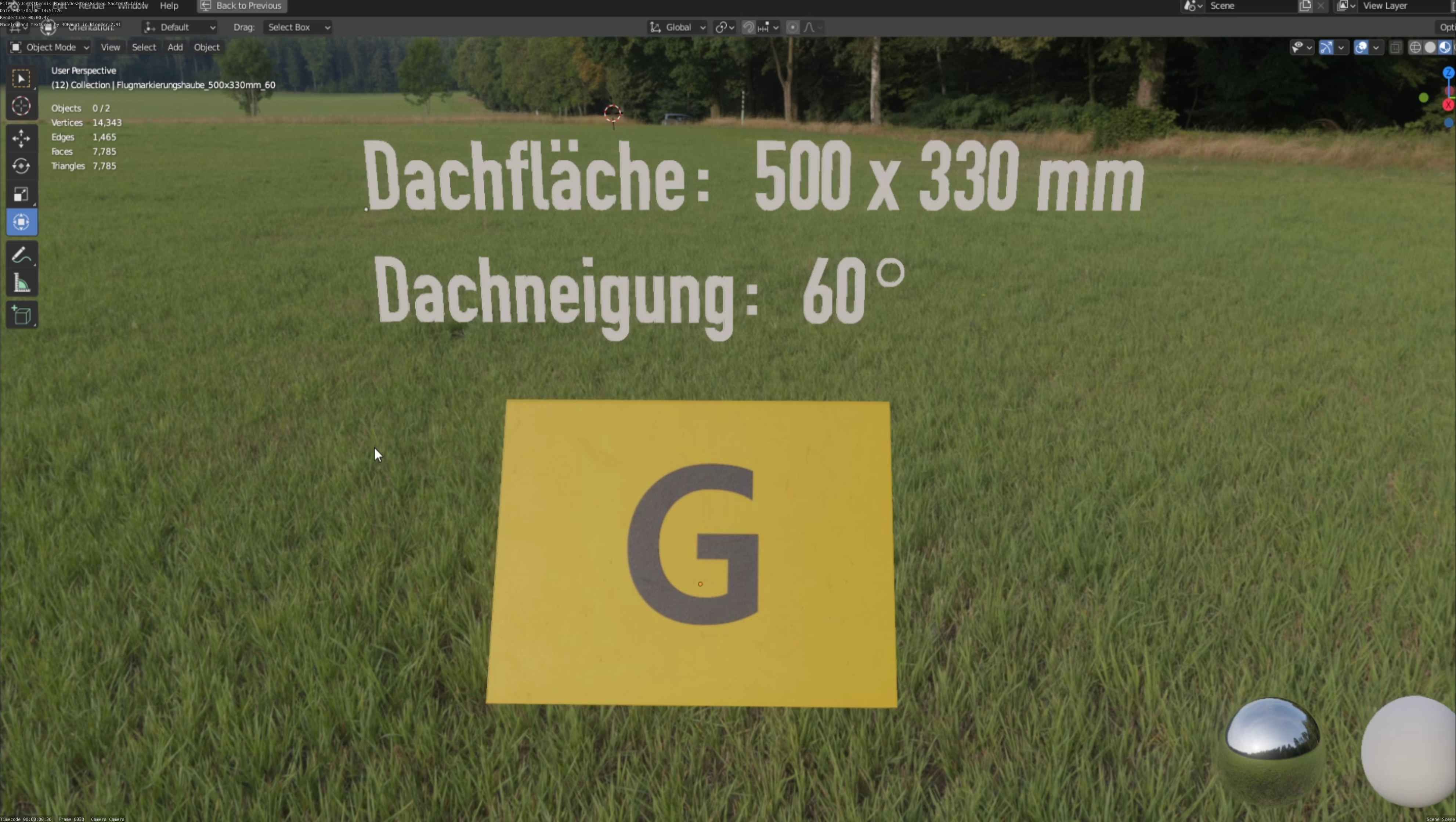 Flugmarkierungshaube 500x330mm 60 Low-poly 3D model_20