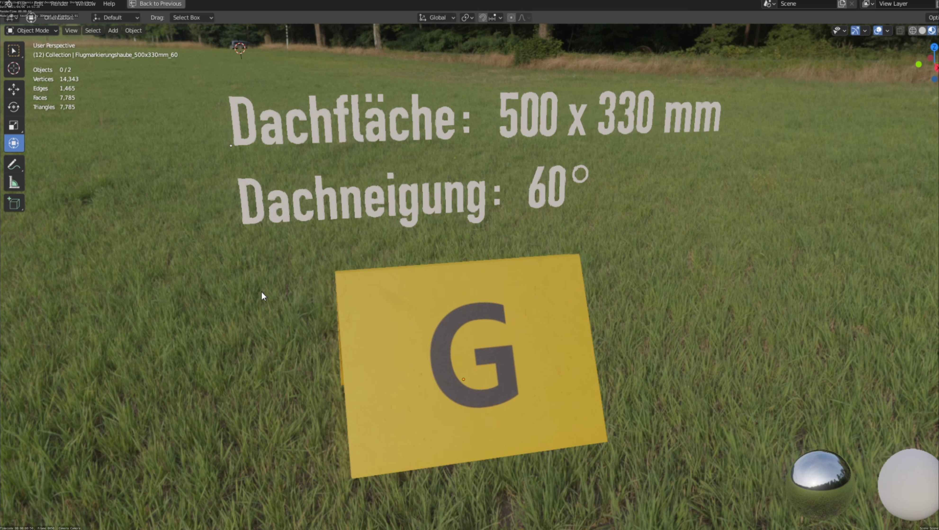 Flugmarkierungshaube 500x330mm 60 Low-poly 3D model_60