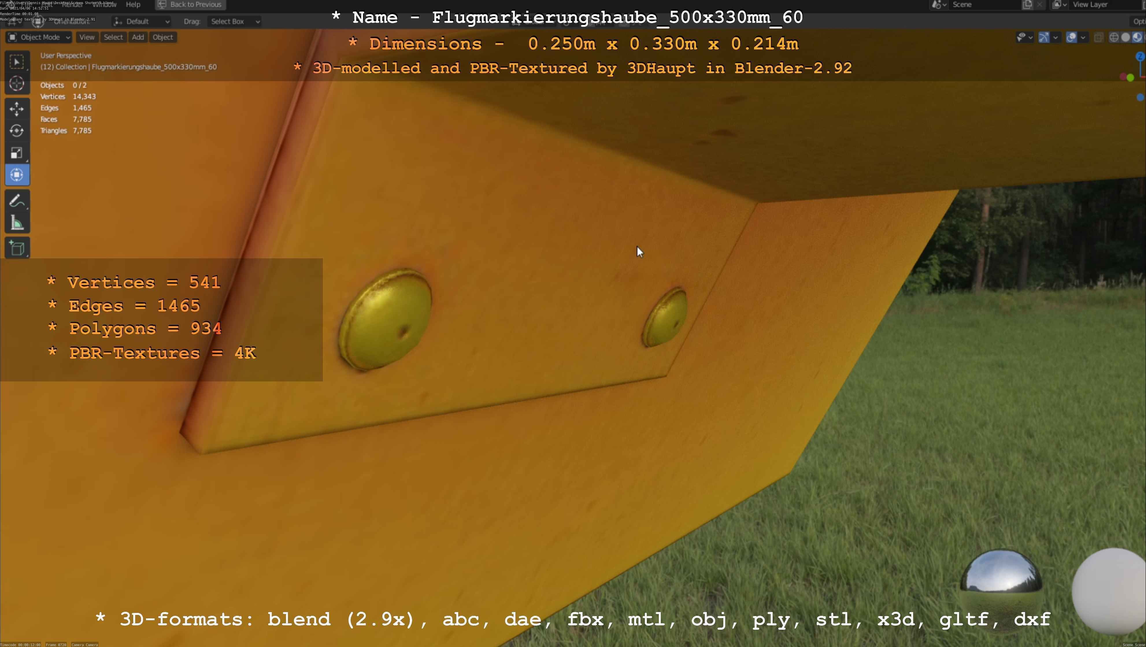 Flugmarkierungshaube 500x330mm 60 Low-poly 3D model_81
