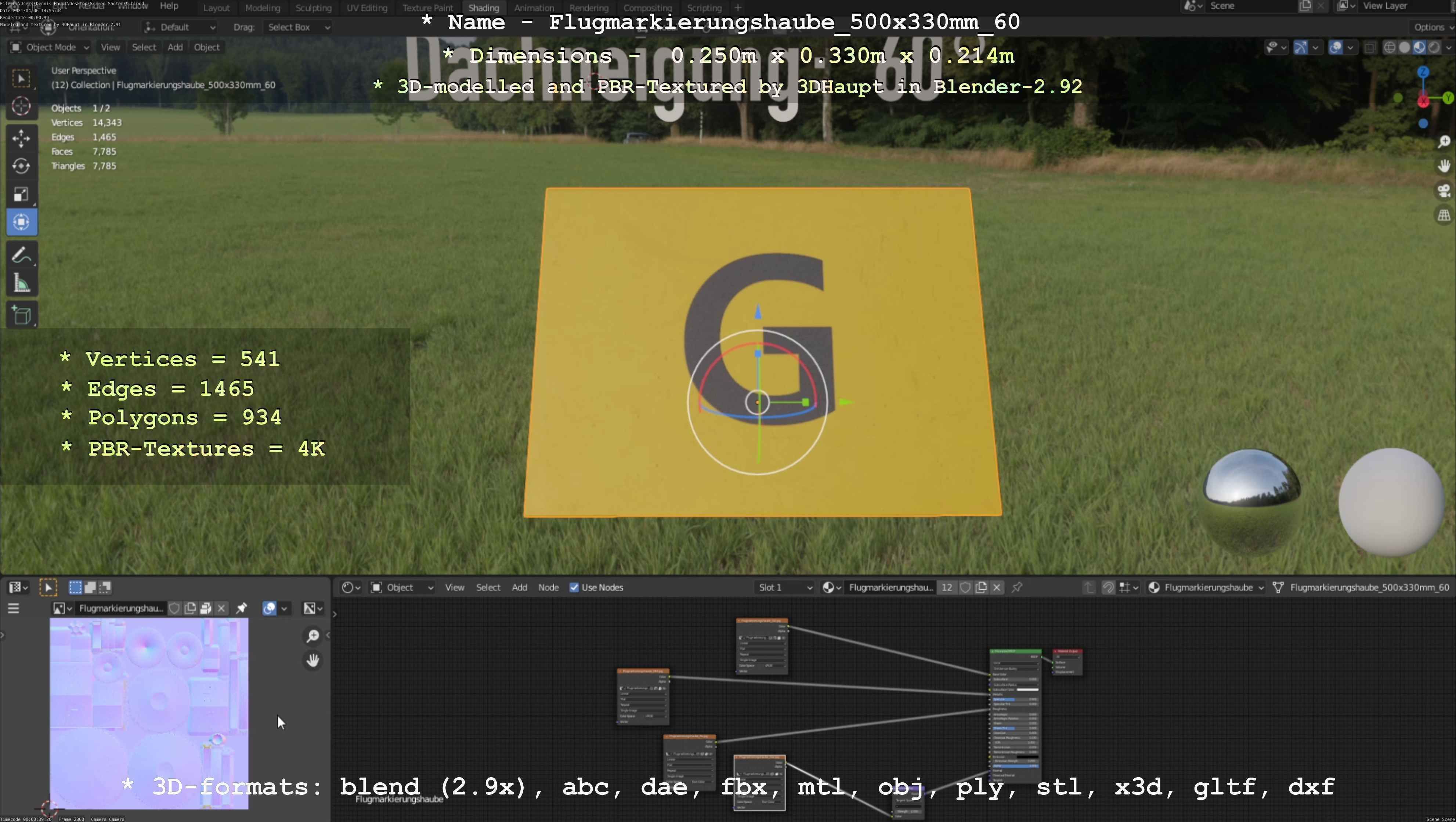 Flugmarkierungshaube 500x330mm 60 Low-poly 3D model_18
