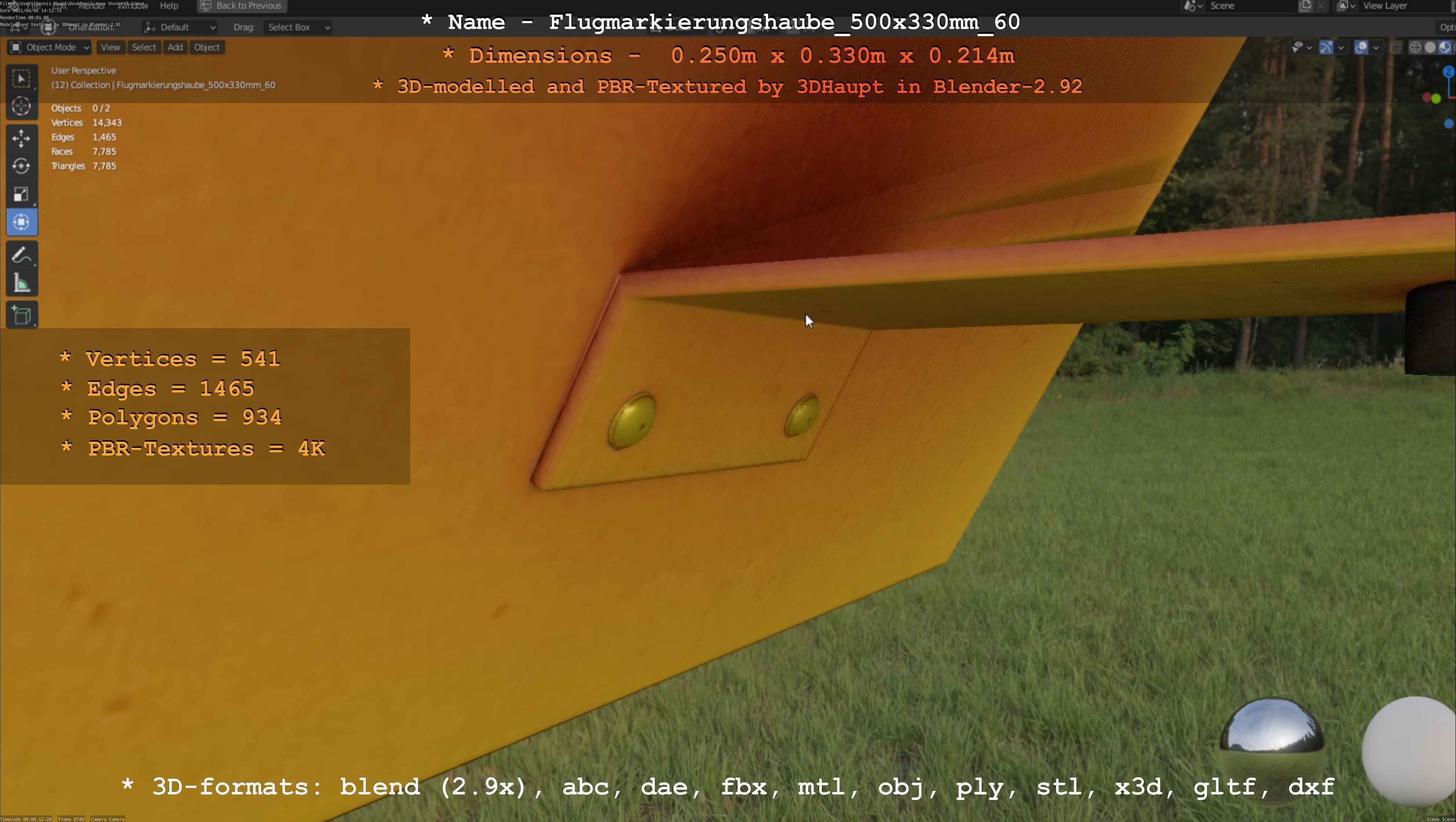 Flugmarkierungshaube 500x330mm 60 Low-poly 3D model_83