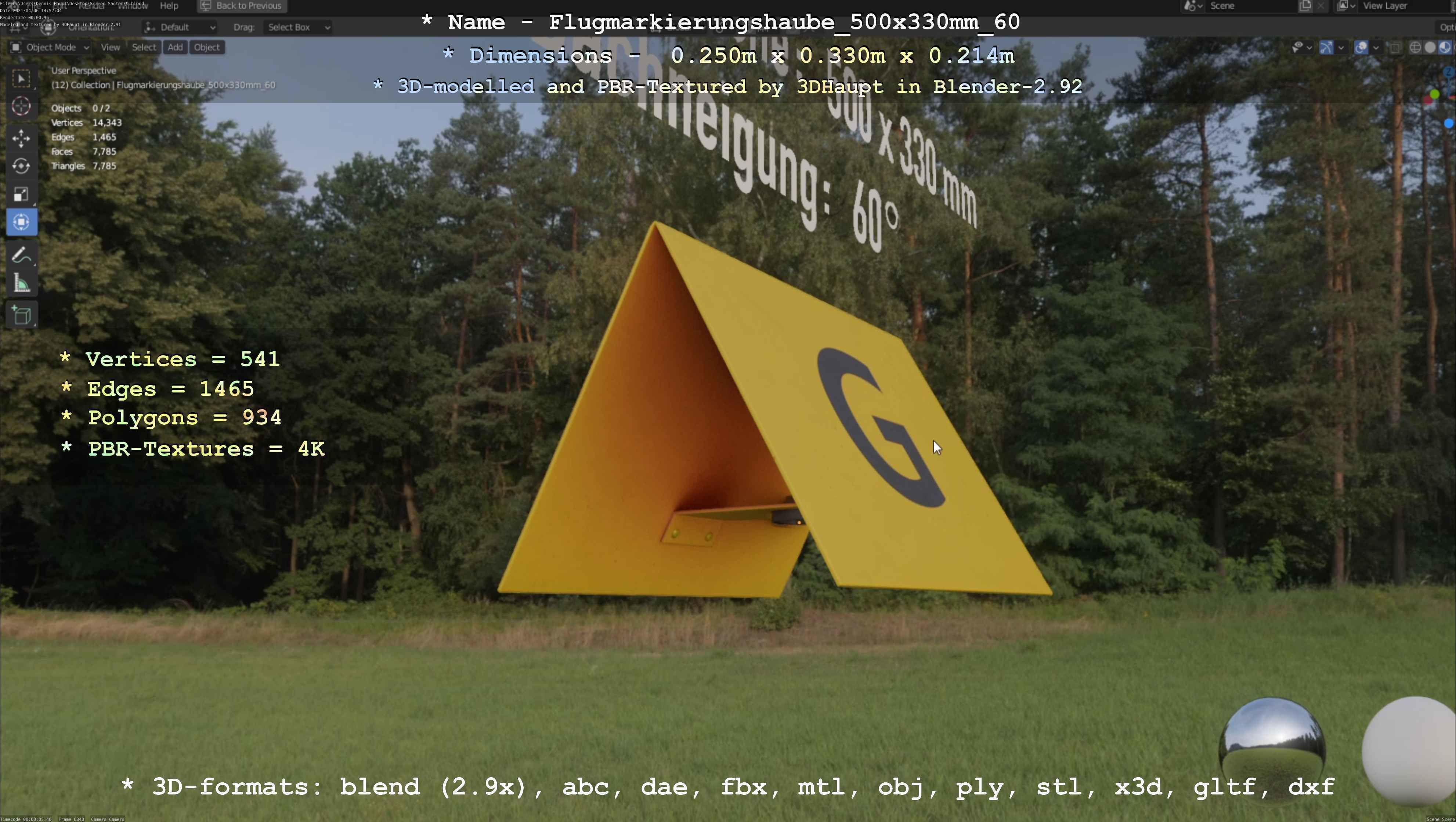 Flugmarkierungshaube 500x330mm 60 Low-poly 3D model_69