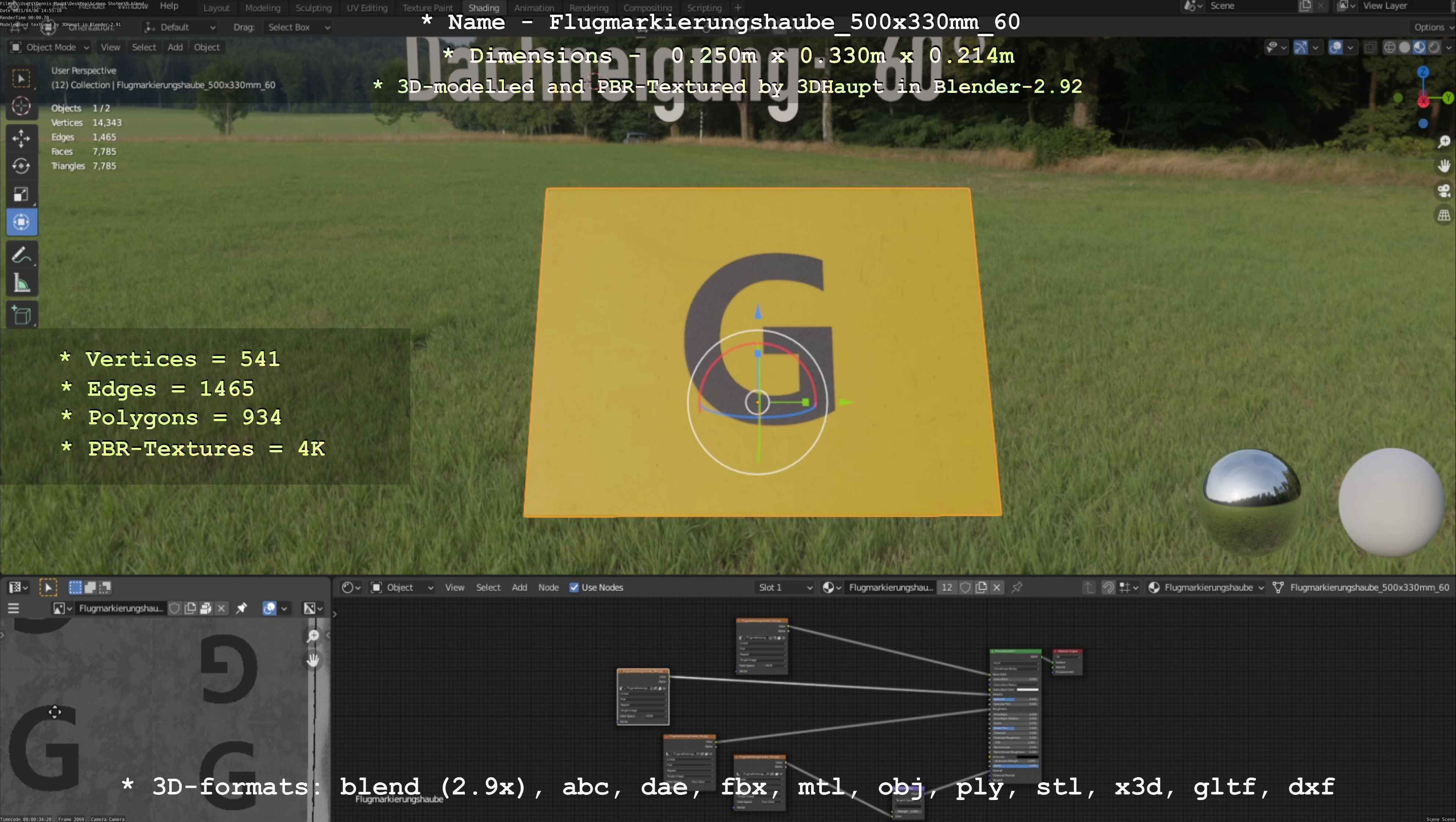 Flugmarkierungshaube 500x330mm 60 Low-poly 3D model_107