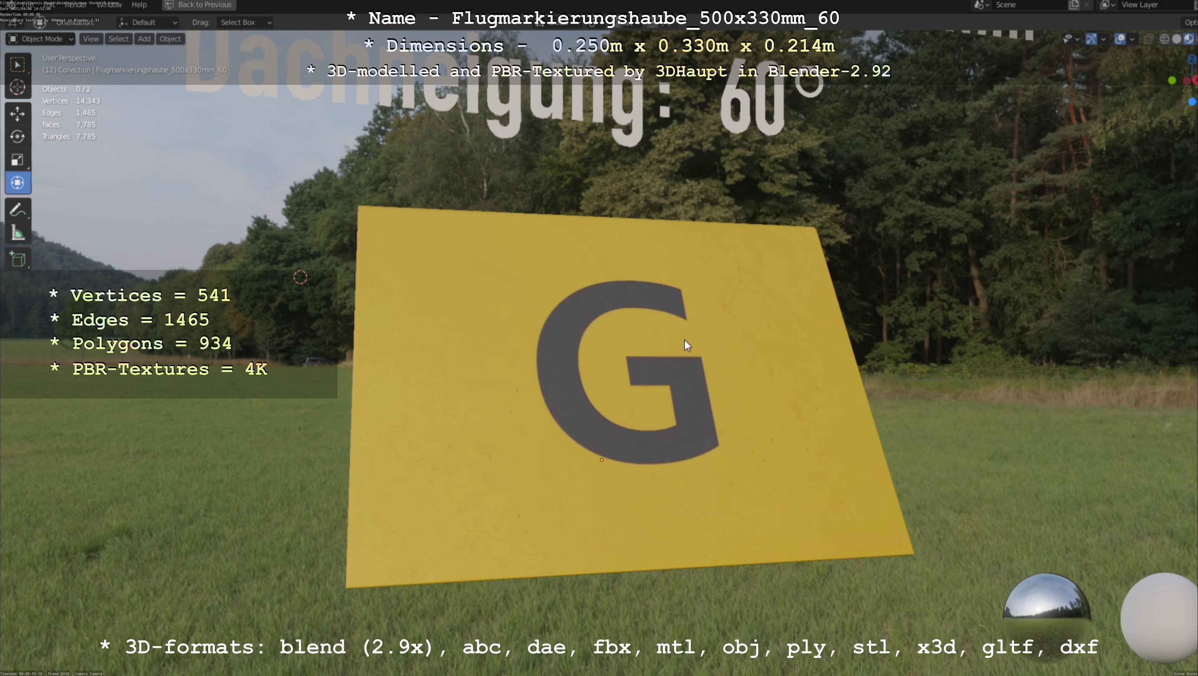 Flugmarkierungshaube 500x330mm 60 Low-poly 3D model_66