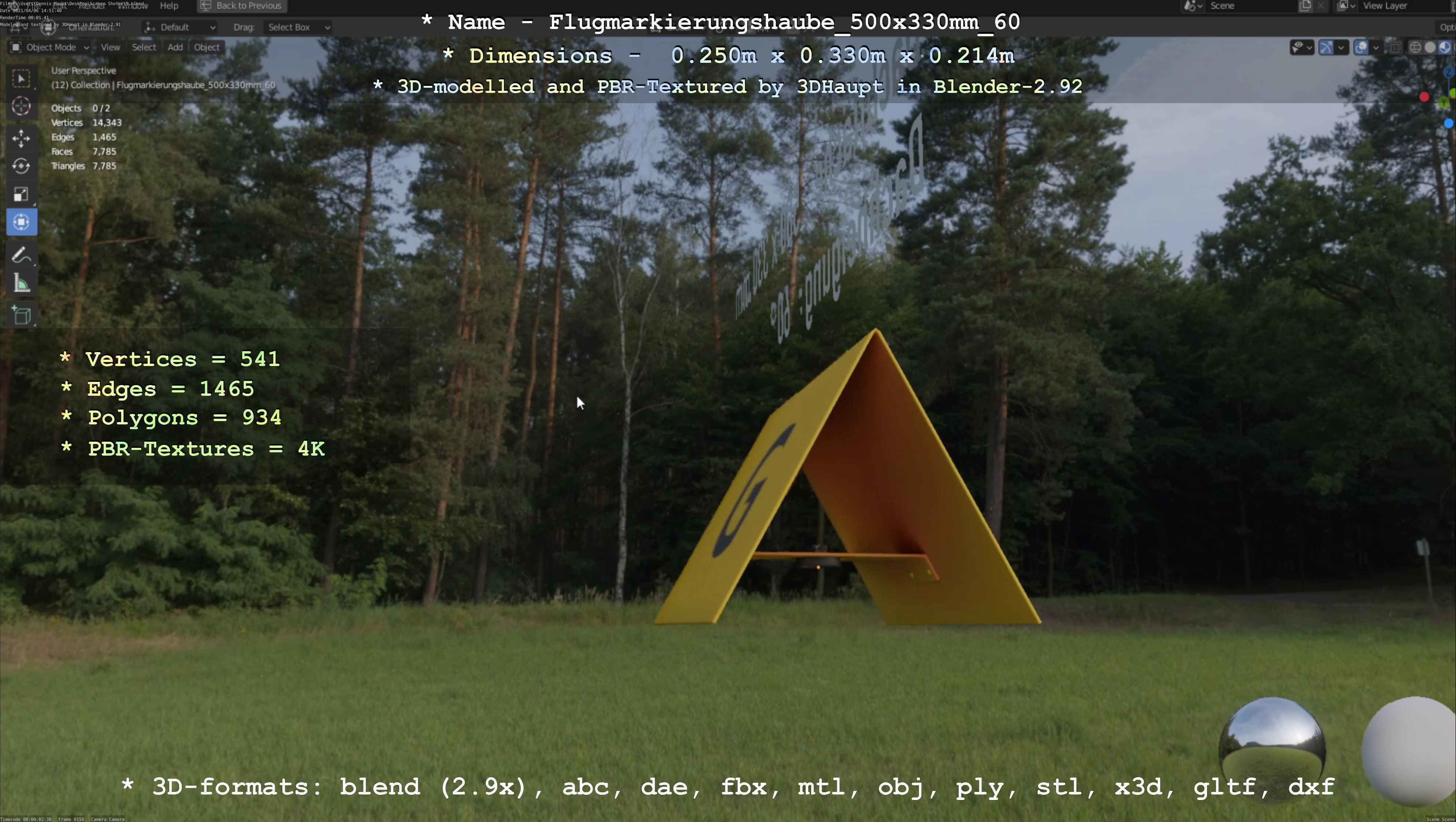 Flugmarkierungshaube 500x330mm 60 Low-poly 3D model_61