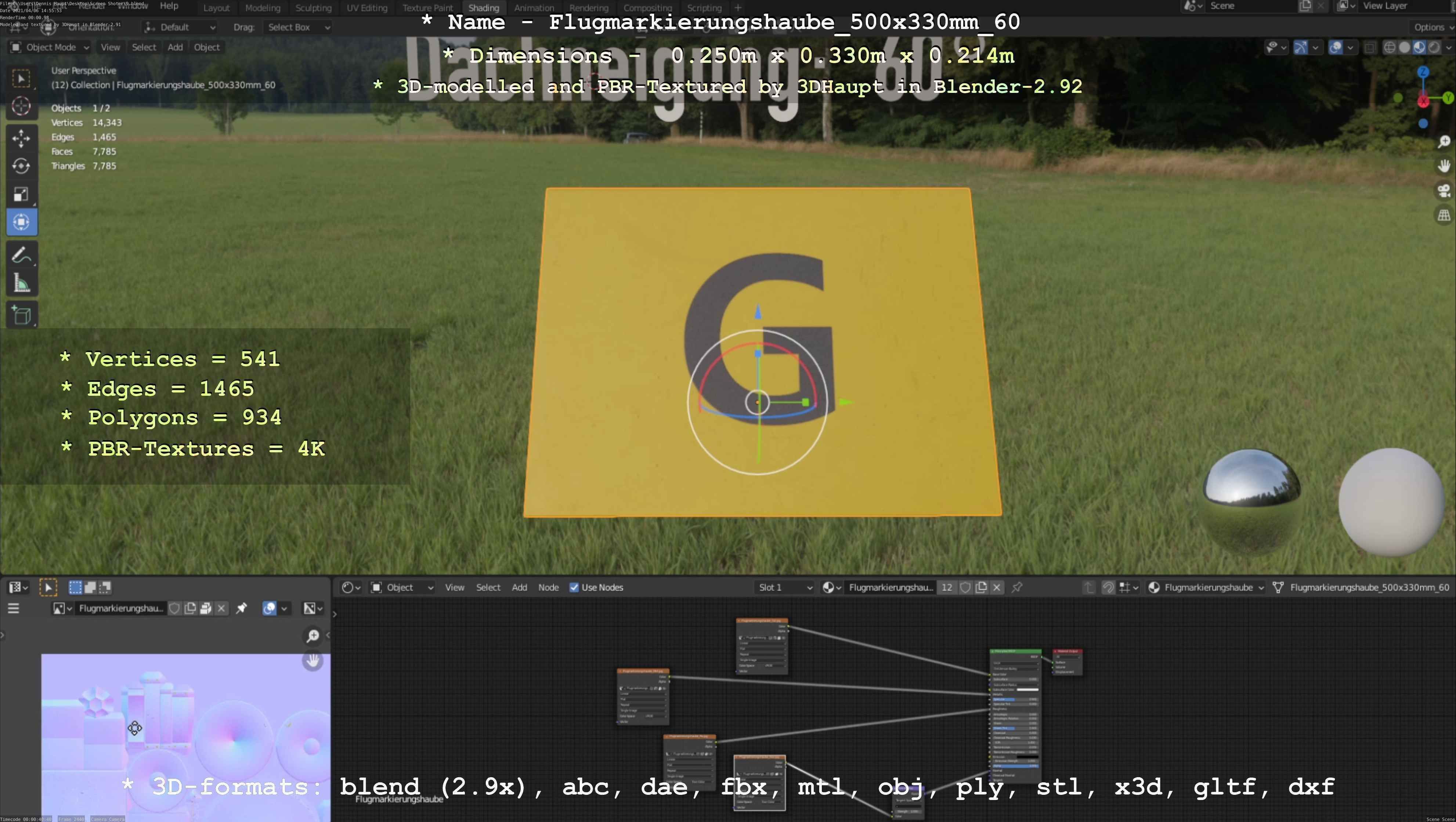 Flugmarkierungshaube 500x330mm 60 Low-poly 3D model_40