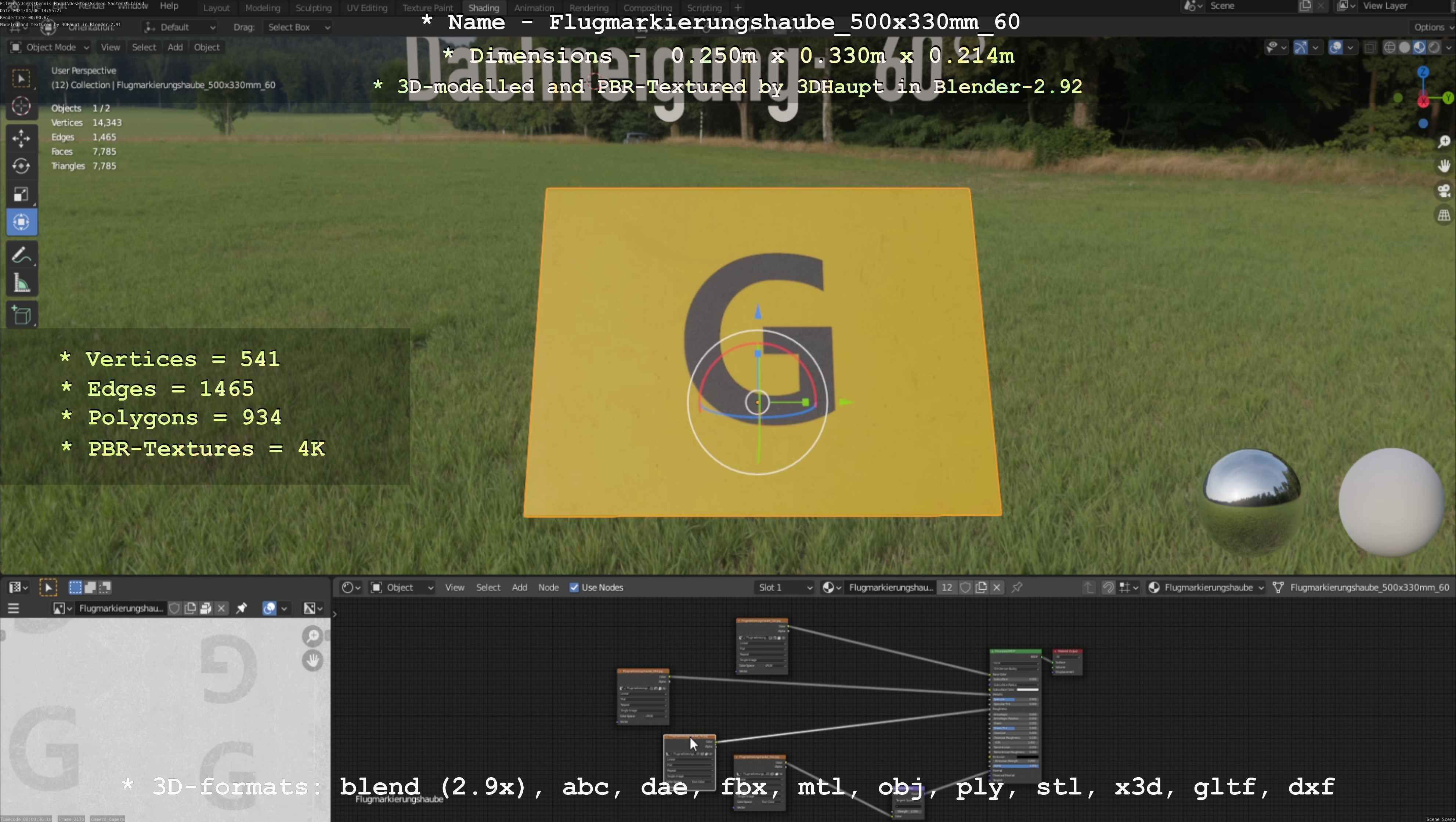 Flugmarkierungshaube 500x330mm 60 Low-poly 3D model_118