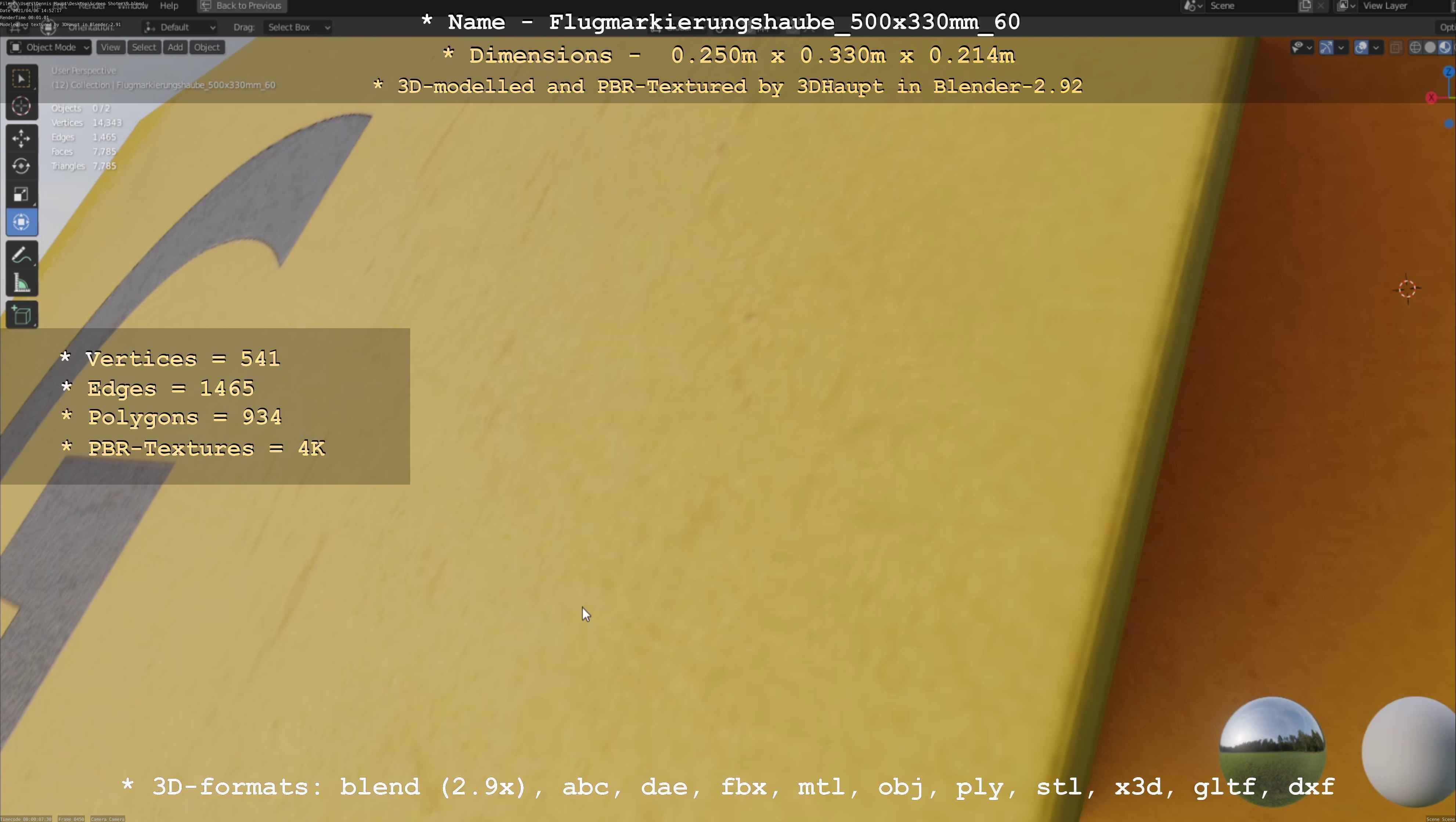 Flugmarkierungshaube 500x330mm 60 Low-poly 3D model_72