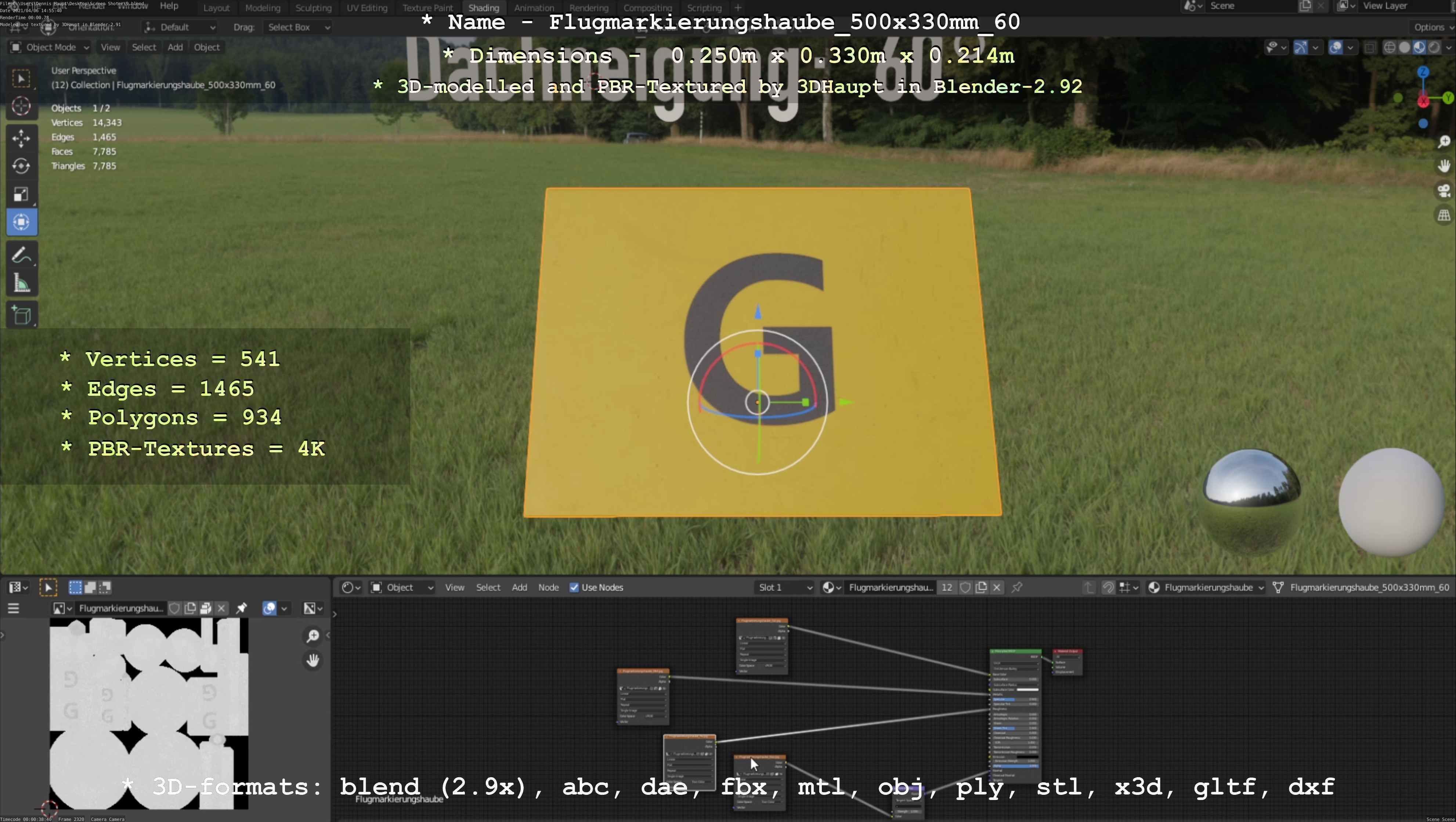 Flugmarkierungshaube 500x330mm 60 Low-poly 3D model_38