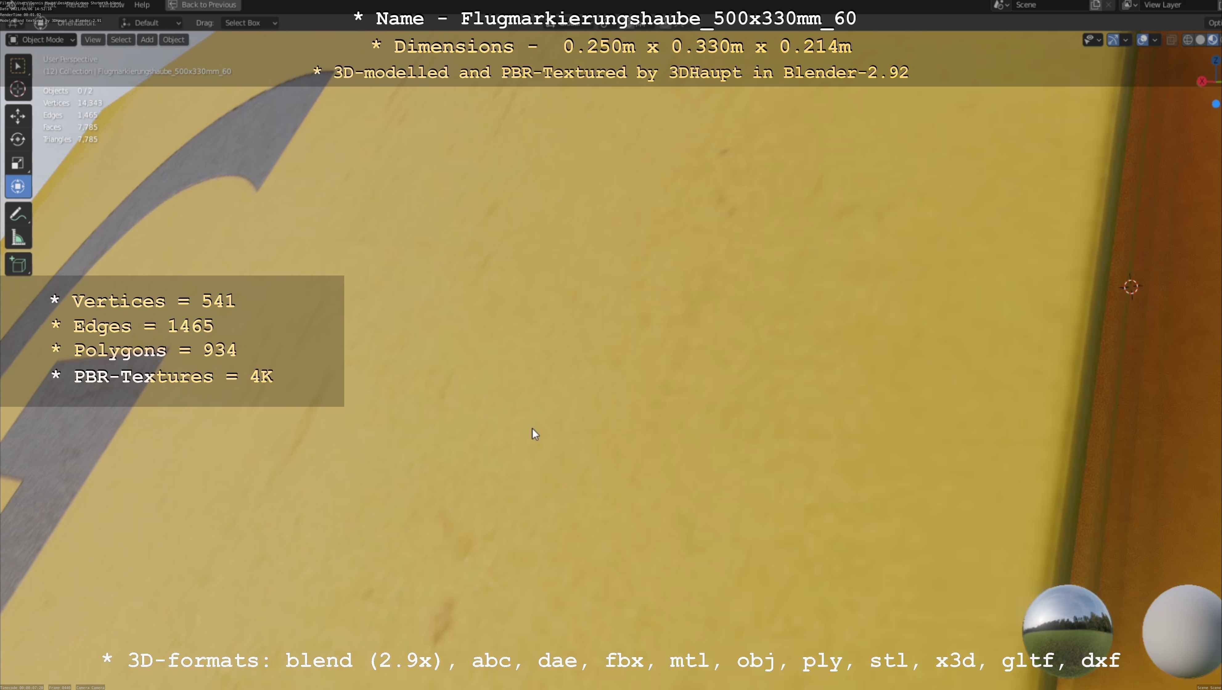Flugmarkierungshaube 500x330mm 60 Low-poly 3D model_71