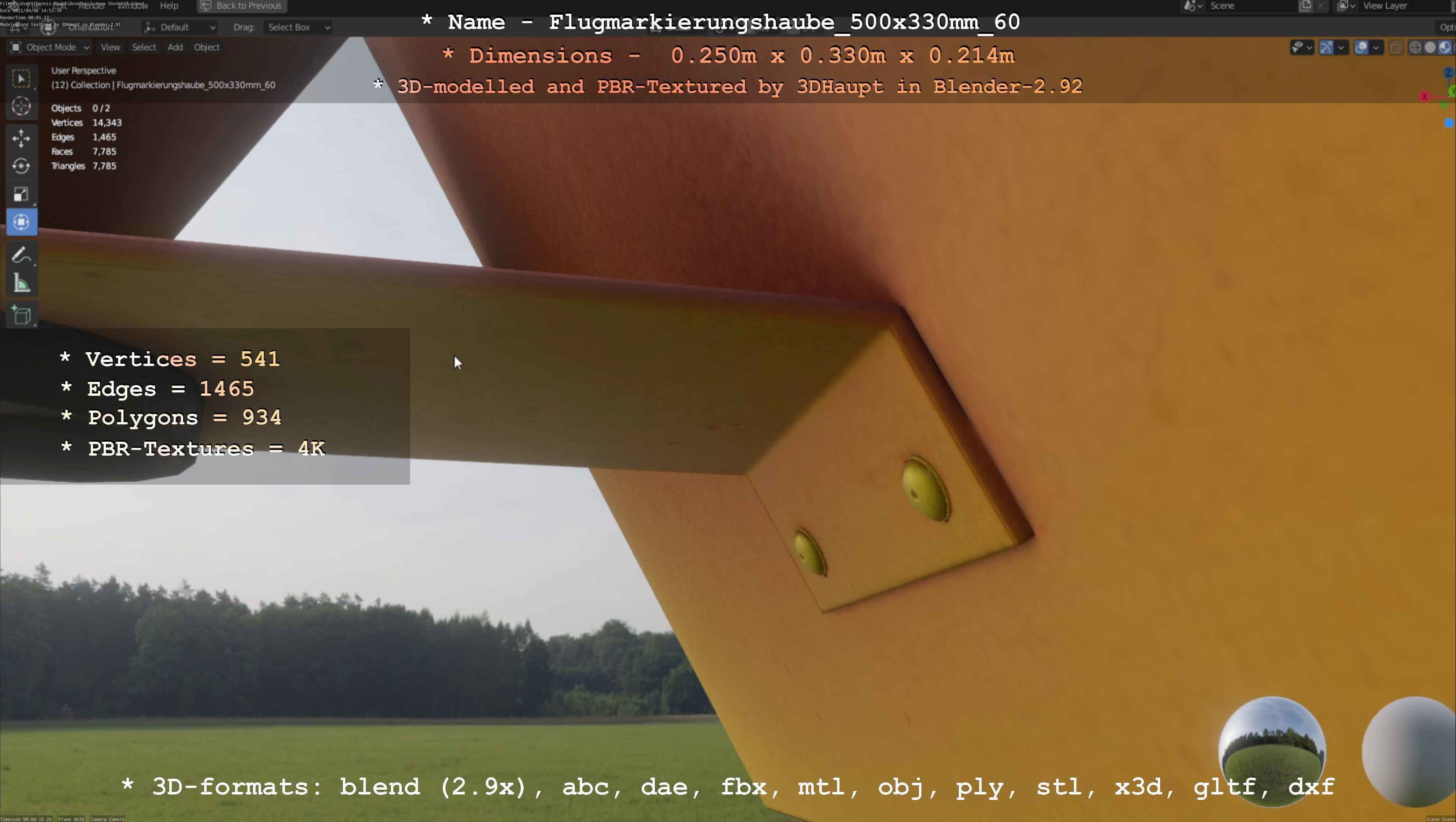 Flugmarkierungshaube 500x330mm 60 Low-poly 3D model_78