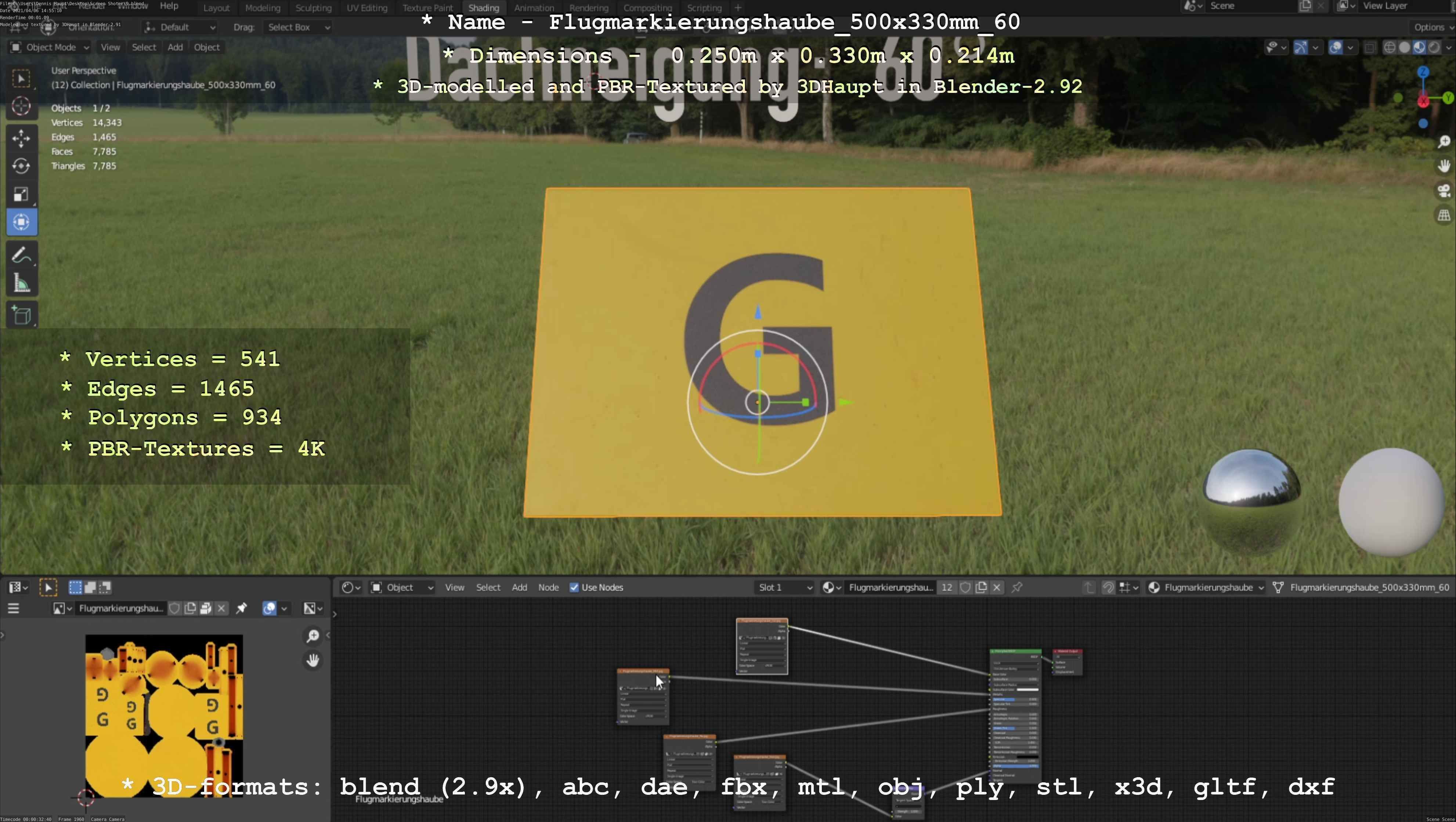 Flugmarkierungshaube 500x330mm 60 Low-poly 3D model_63