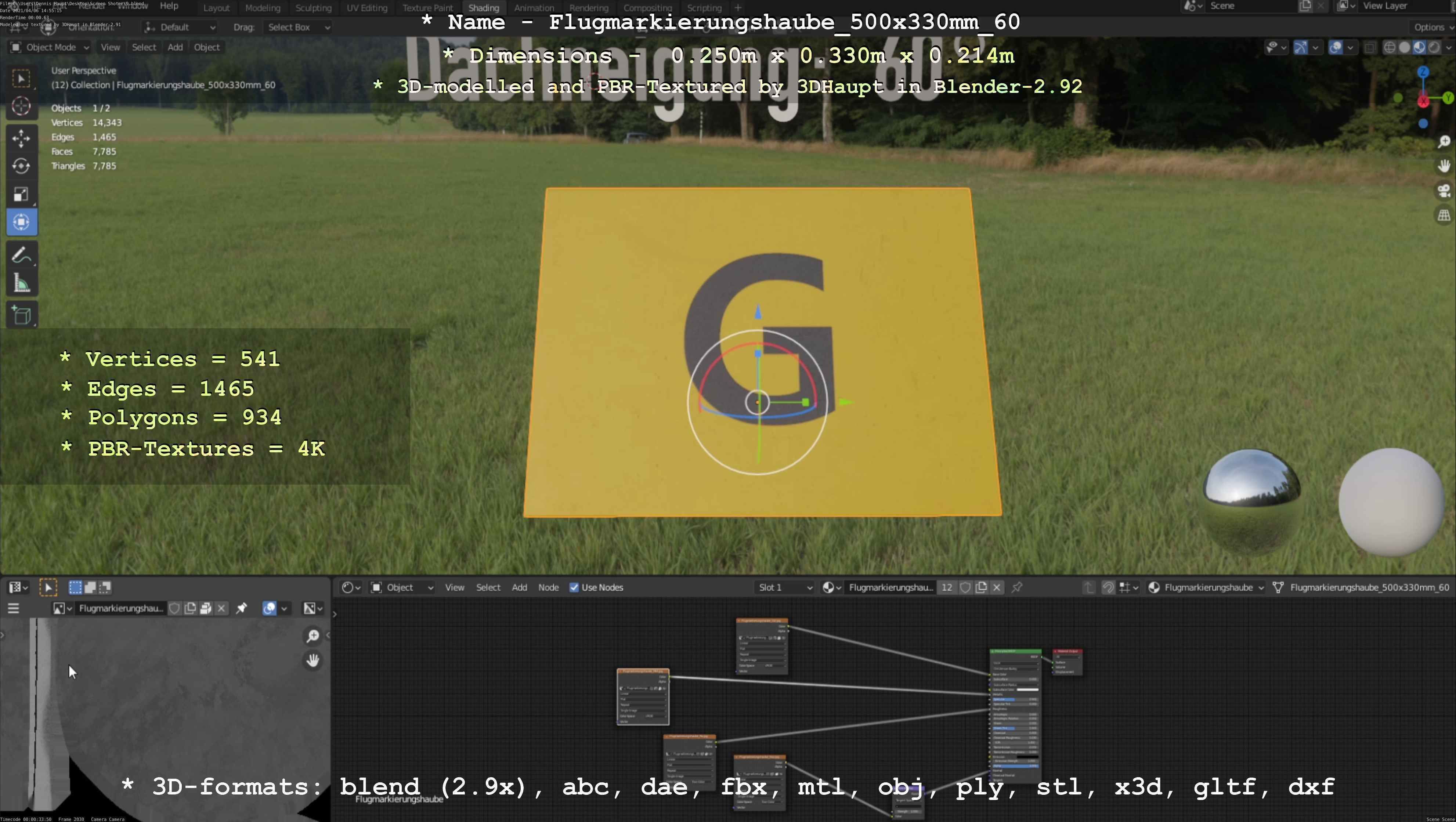 Flugmarkierungshaube 500x330mm 60 Low-poly 3D model_74