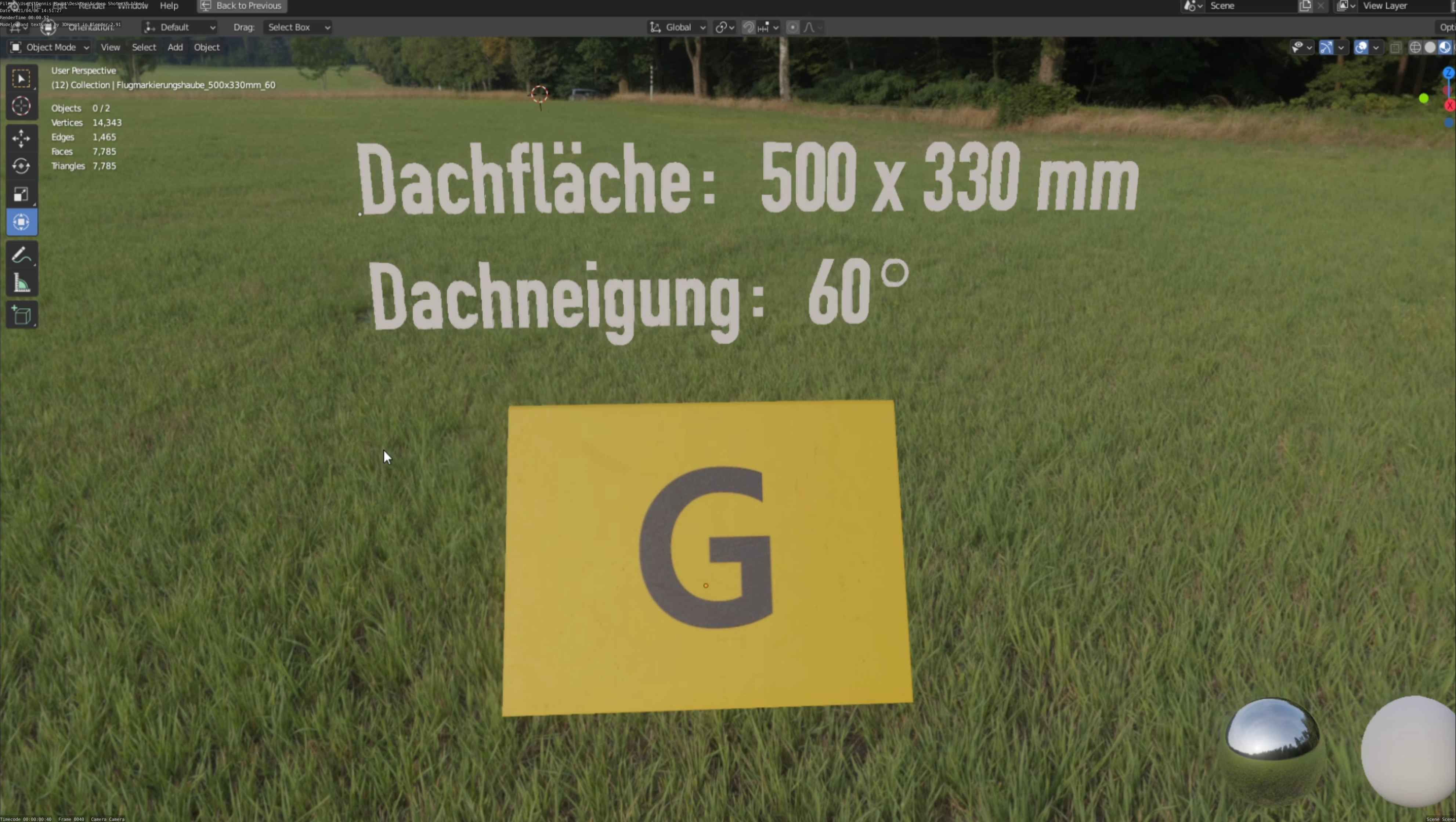 Flugmarkierungshaube 500x330mm 60 Low-poly 3D model_59