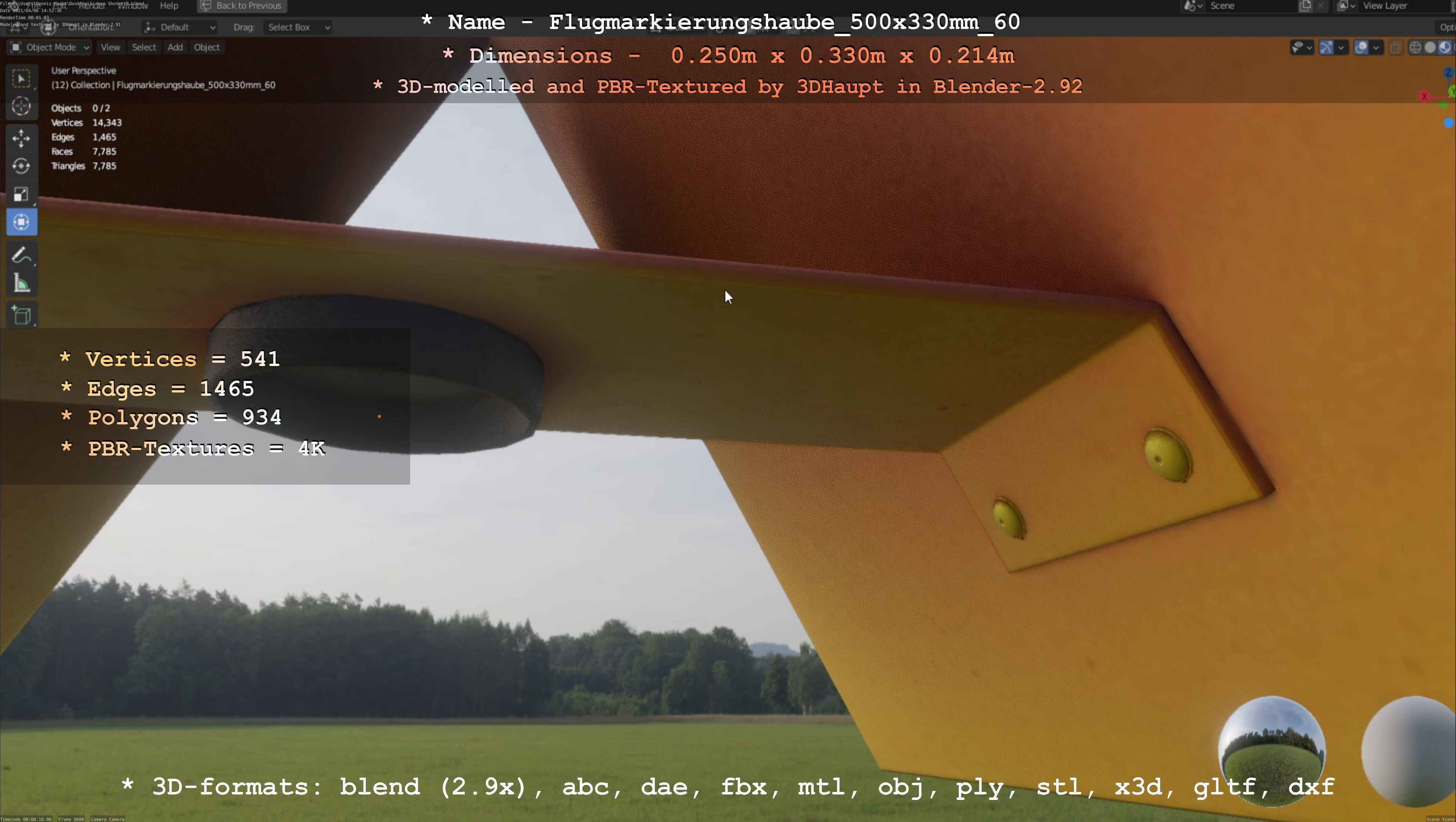 Flugmarkierungshaube 500x330mm 60 Low-poly 3D model_77