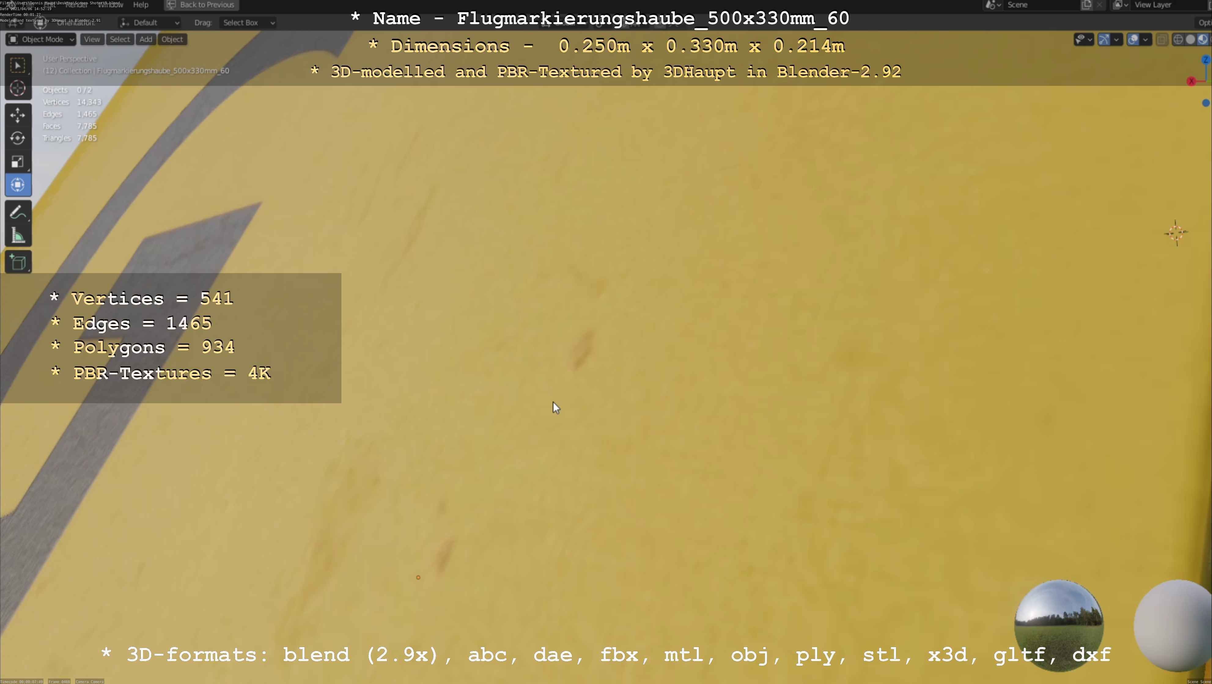 Flugmarkierungshaube 500x330mm 60 Low-poly 3D model_73