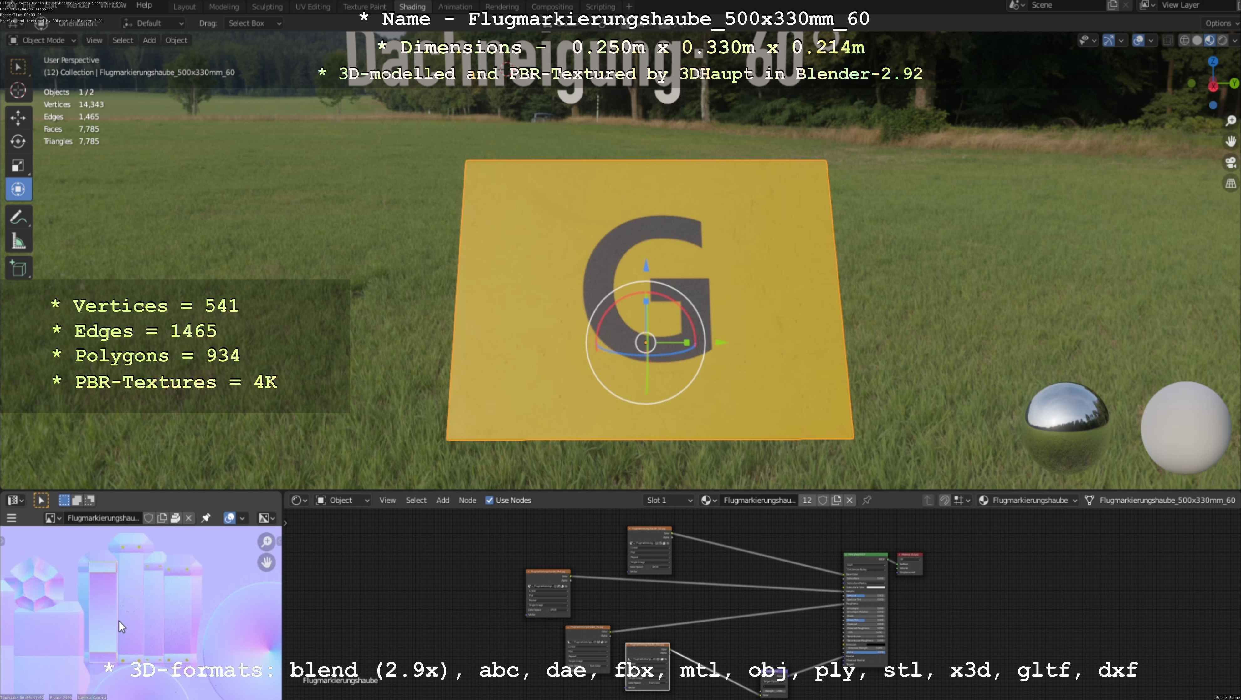 Flugmarkierungshaube 500x330mm 60 Low-poly 3D model_43