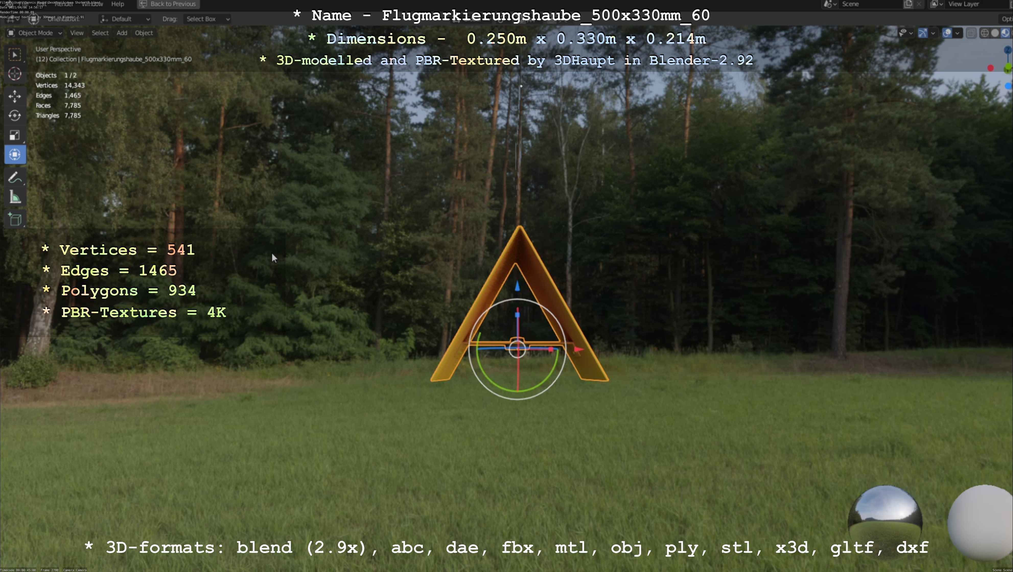 Flugmarkierungshaube 500x330mm 60 Low-poly 3D model_53