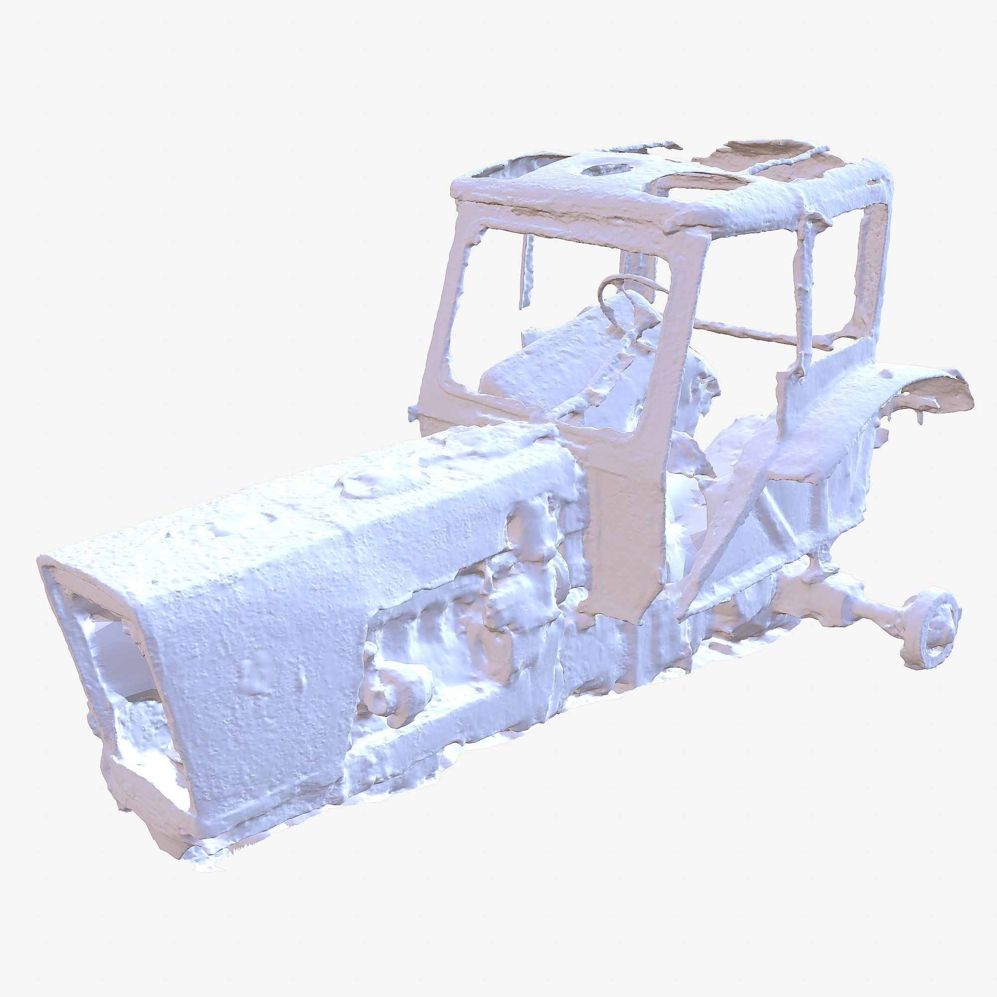 Old broken tractor Low-poly 3D model_7