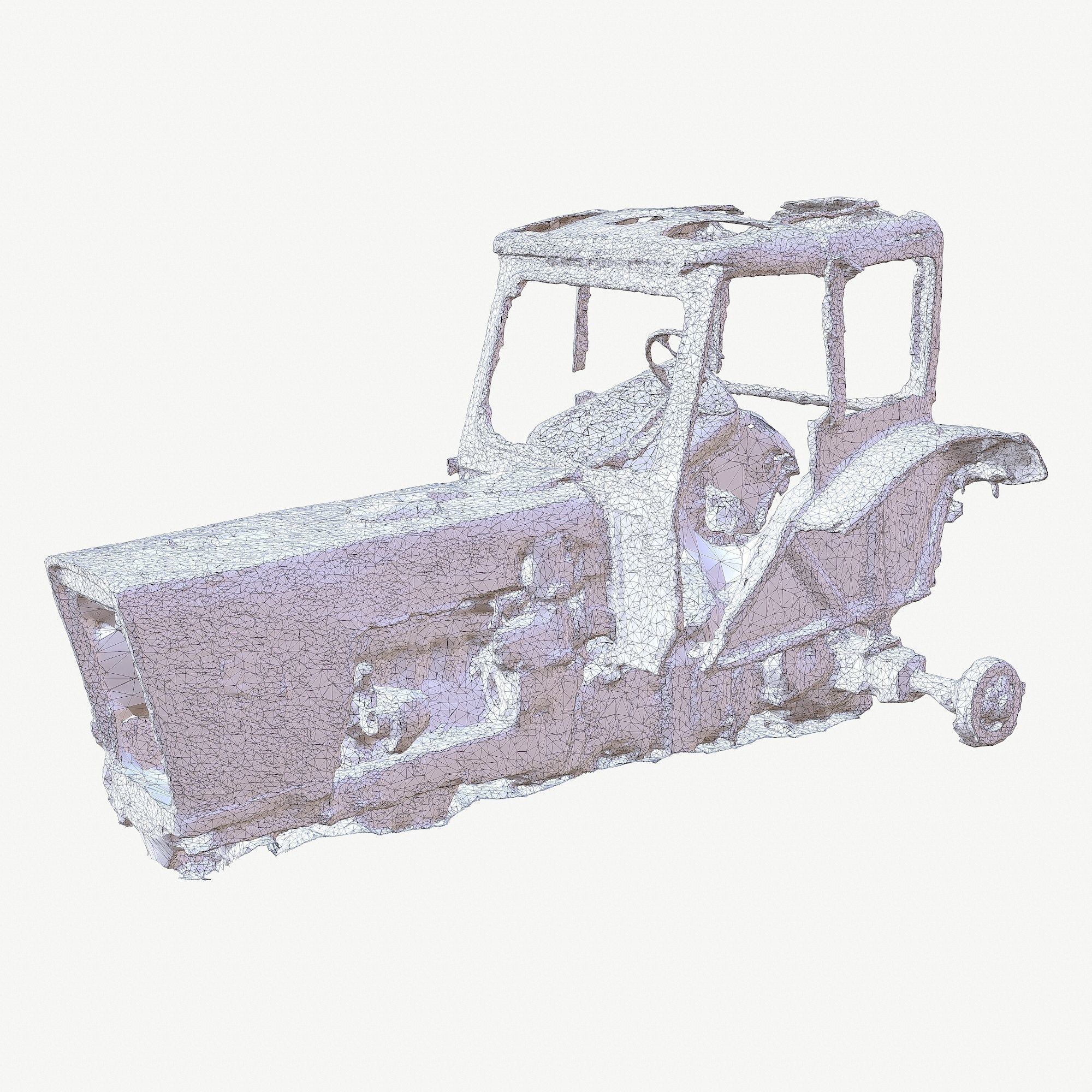 Old broken tractor Low-poly 3D model_11