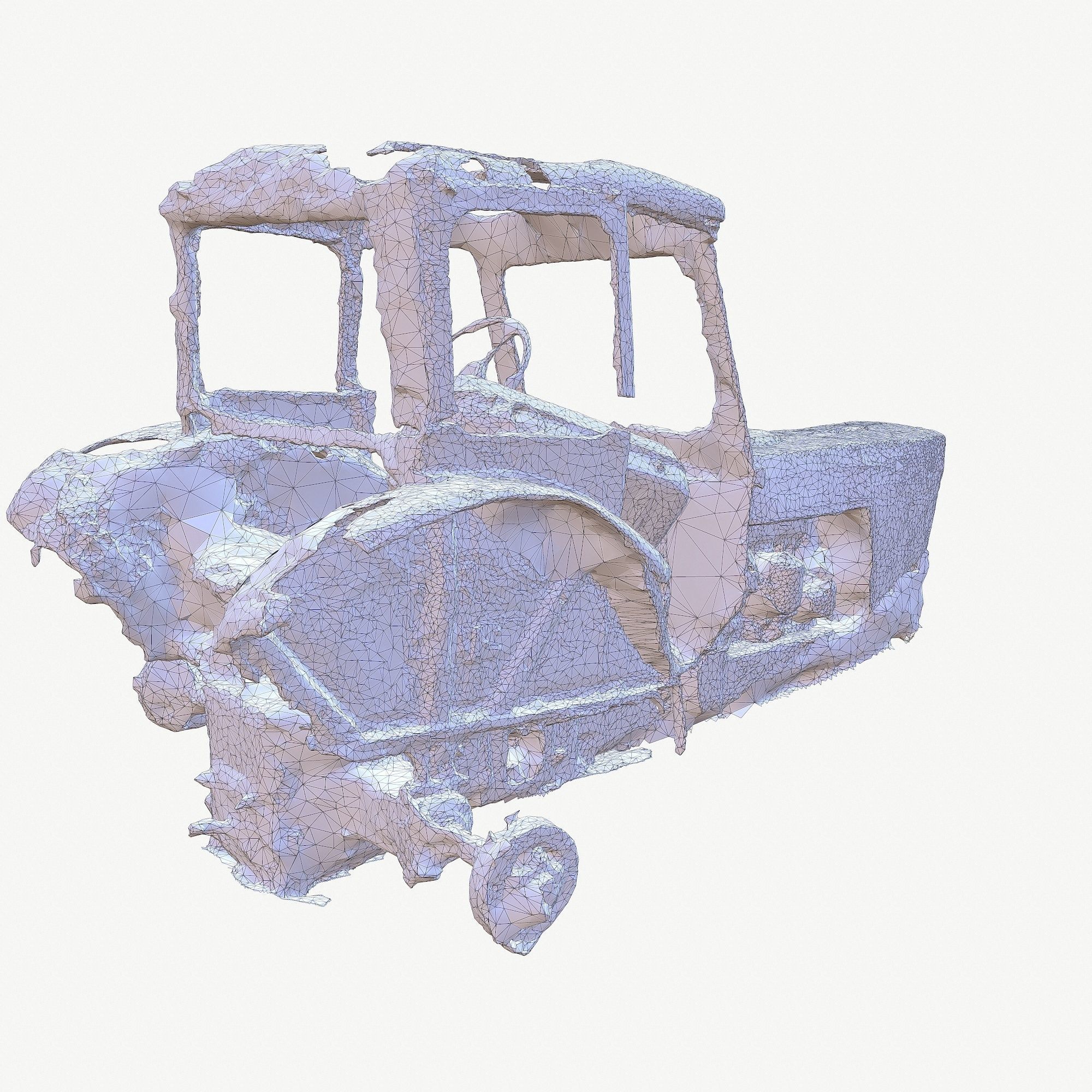Old broken tractor Low-poly 3D model_10