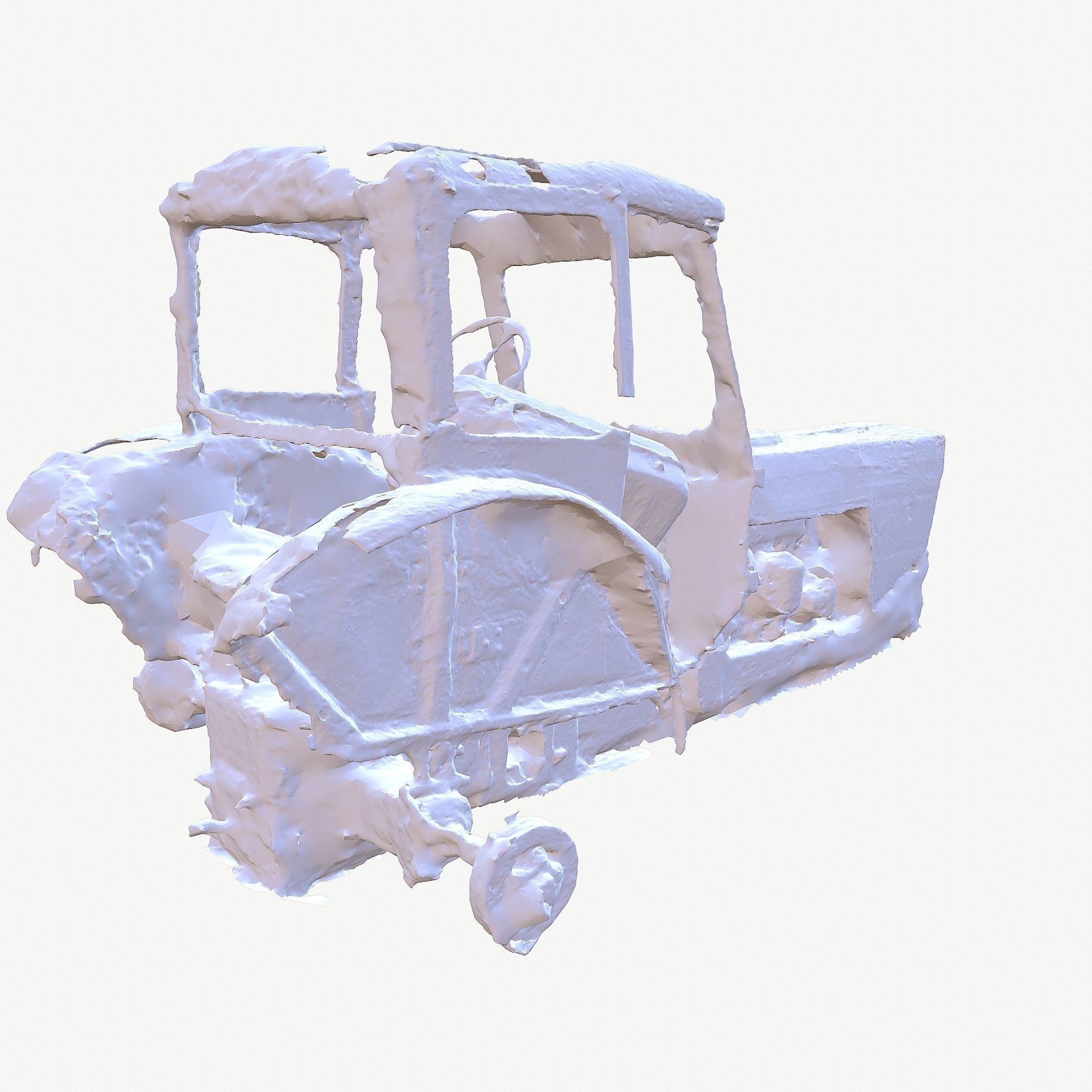 Old broken tractor Low-poly 3D model_9