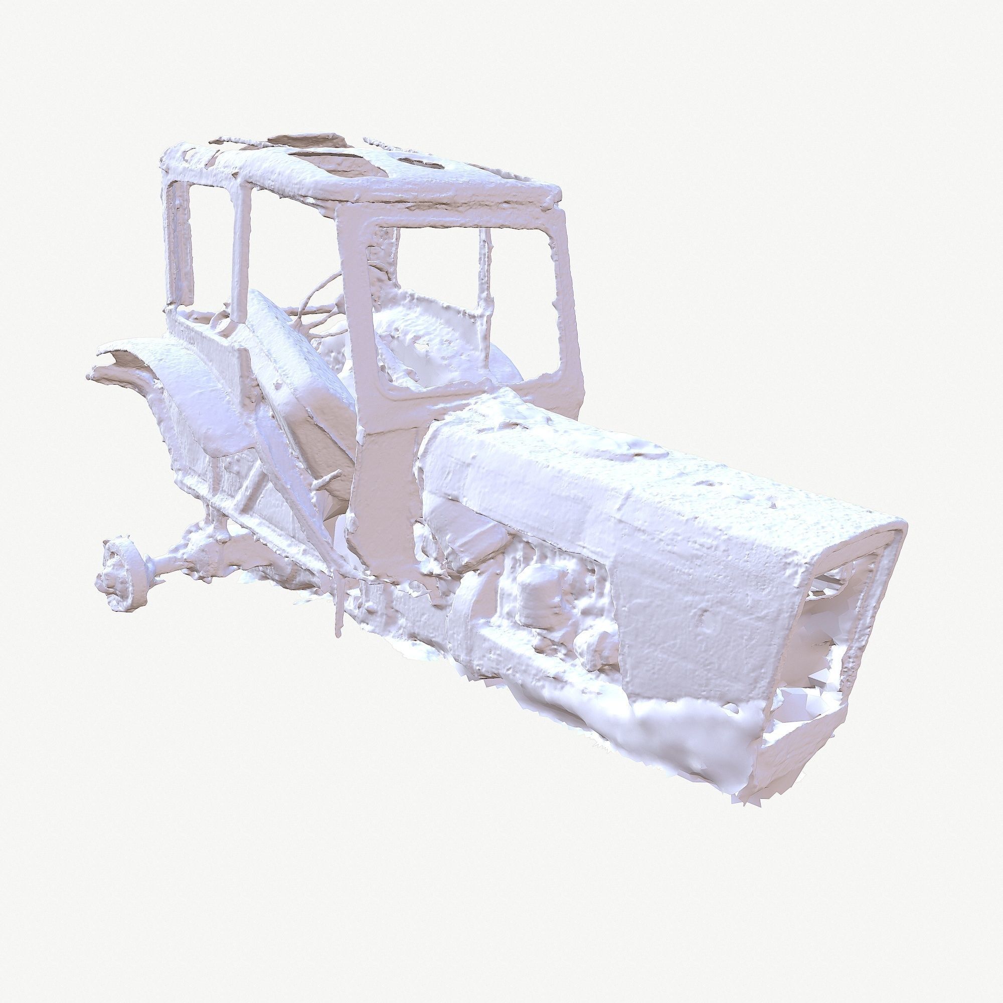 Old broken tractor Low-poly 3D model_8