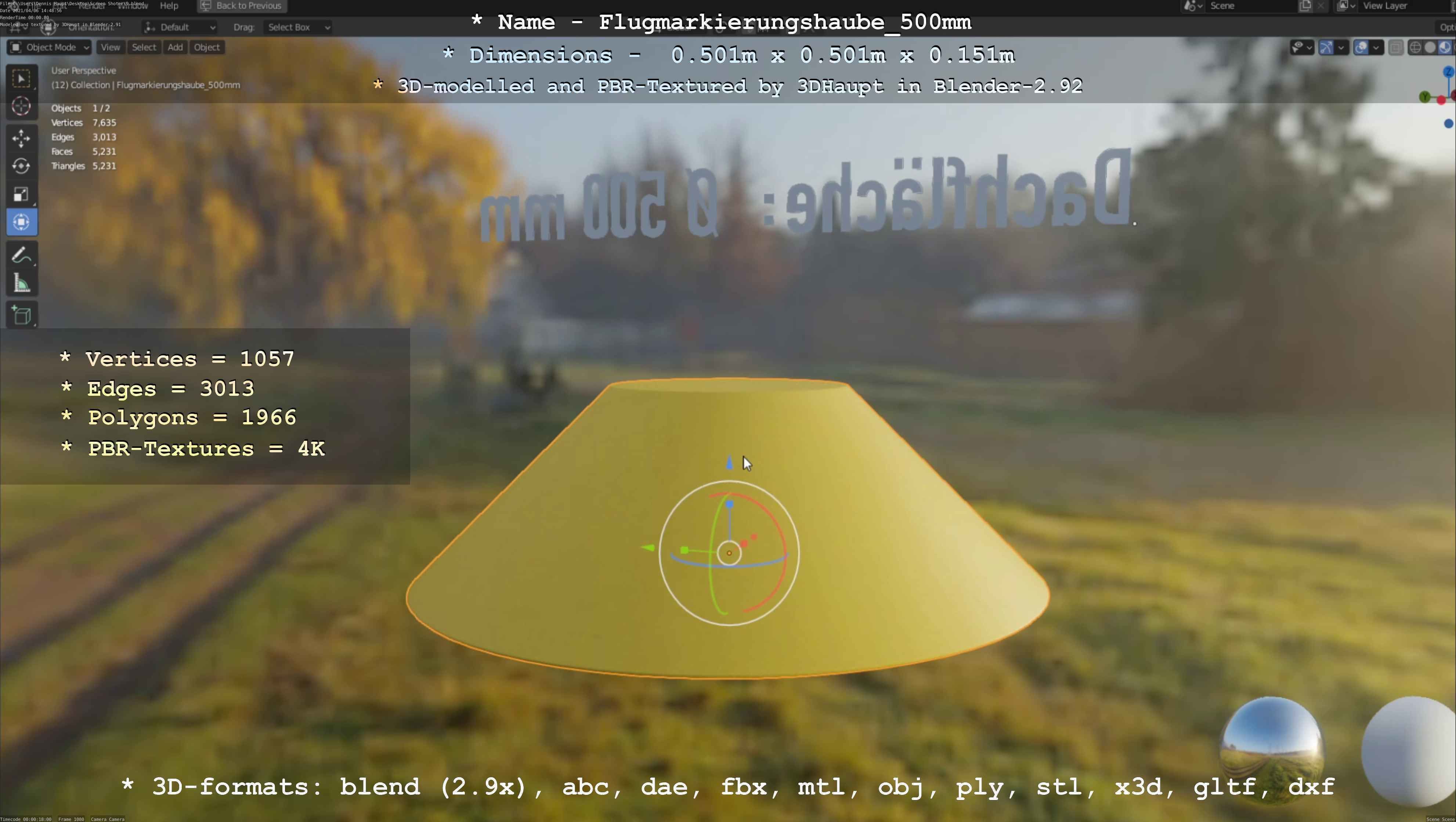 Flugmarkierungshaube 500mm Low-poly 3D model_106